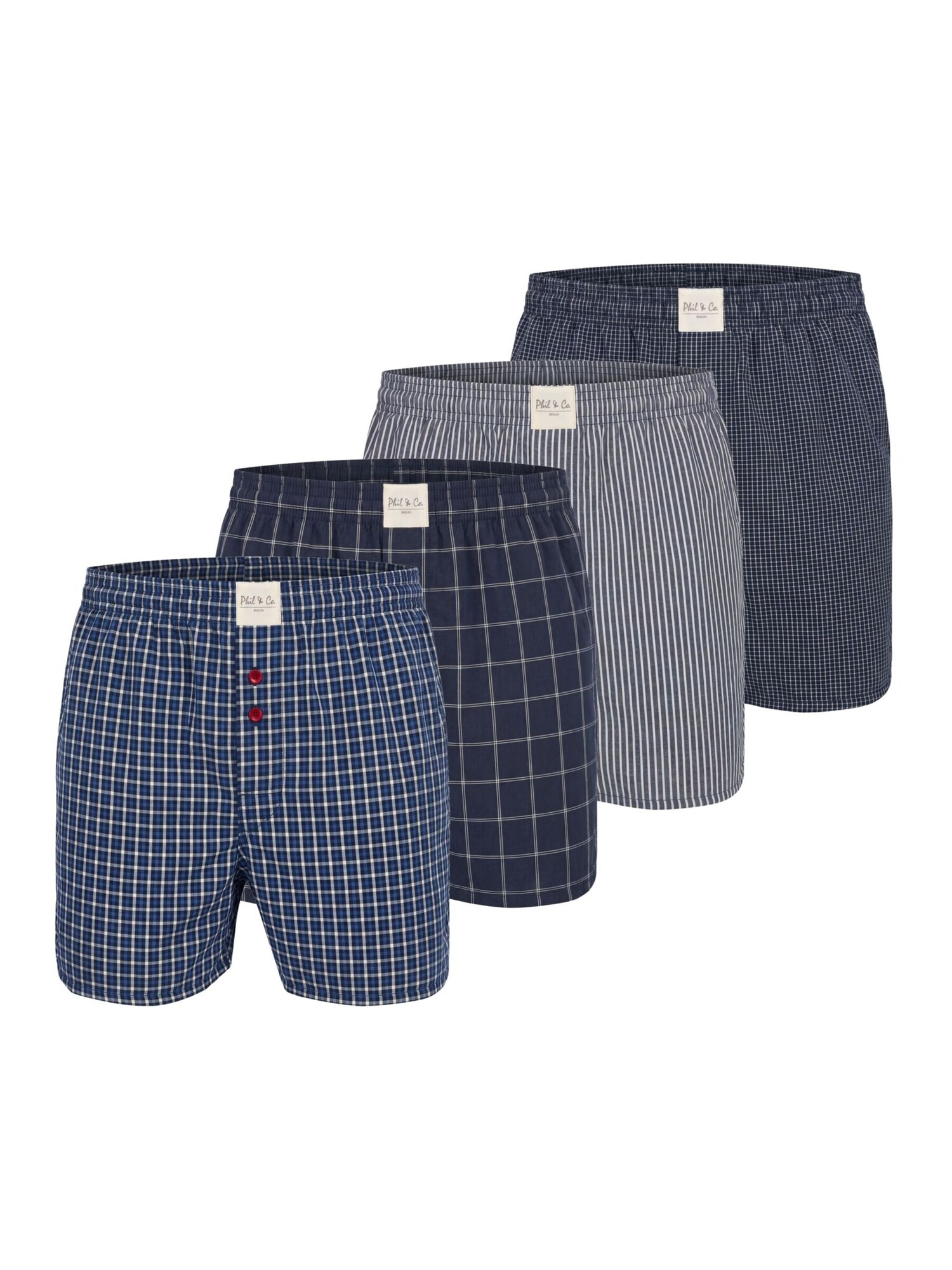 Phil & Co. Berlin Boxershorts Phil & Co. Berlin Mens Woven Boxers 4 Pack Loose Fit Boxer Shorts 60% Cotton & 40% Polyester Breathable,