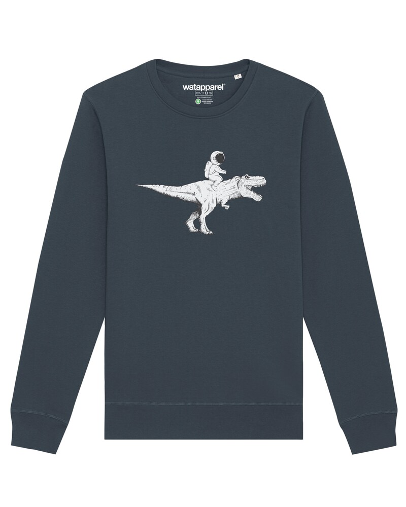 Watapparel Sweatshirt ' Astronaut on T-Rex ' Herren Größe XL anthrazit / weißmeliert