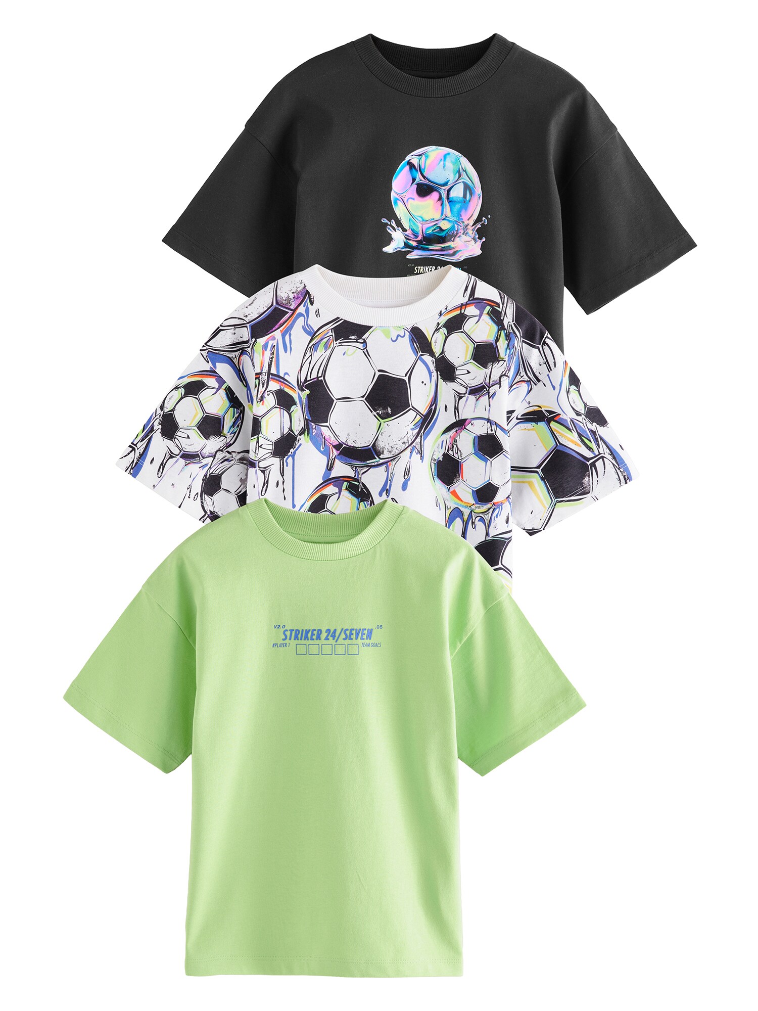 Next Tricou  albastru închis / verde deschis / negru / alb