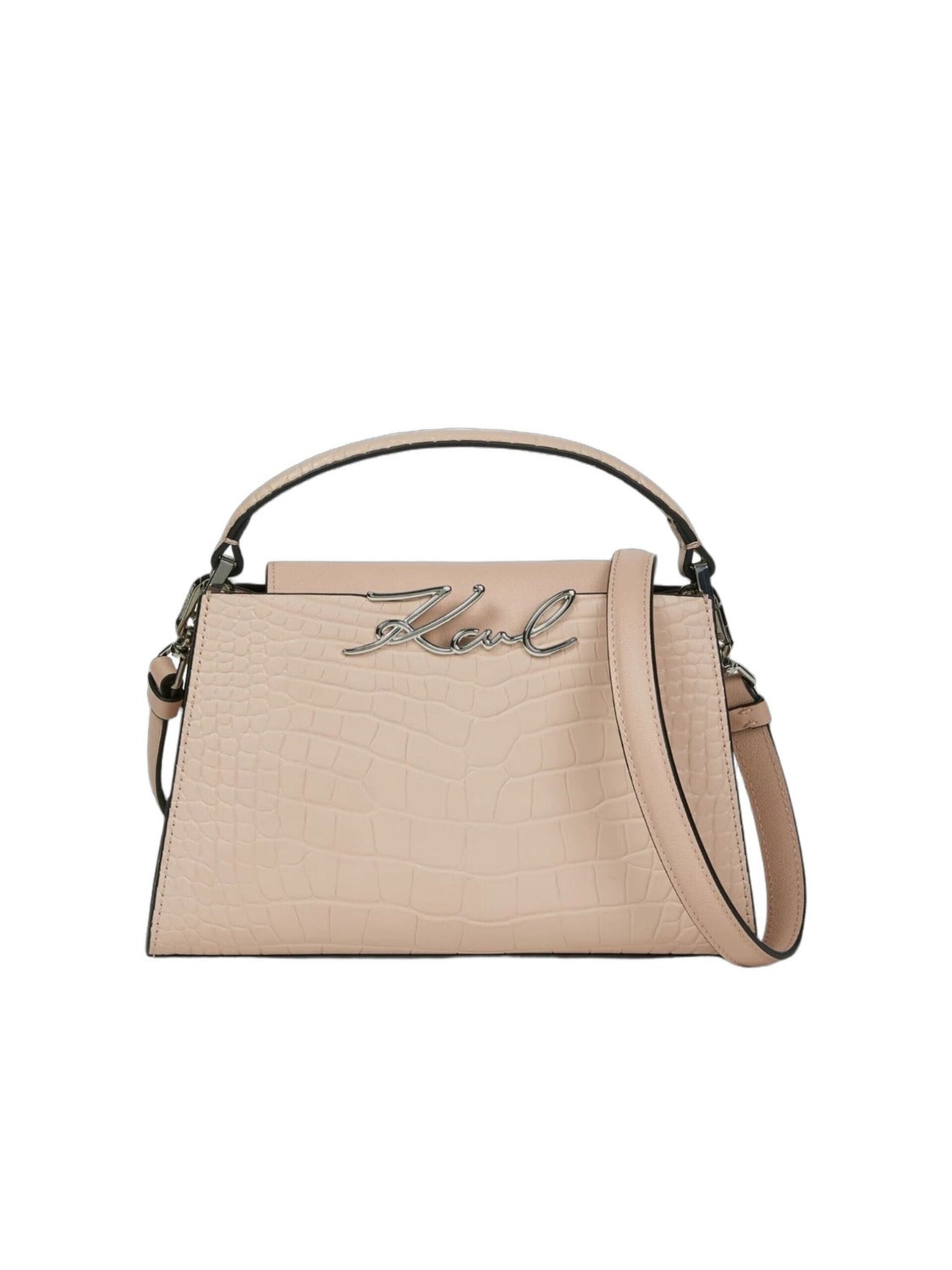 Karl Lagerfeld Handväska 'Karl Lagerfeld Sac Bandoulière Signature Mini Croco Cuir Rose Nude' dam
