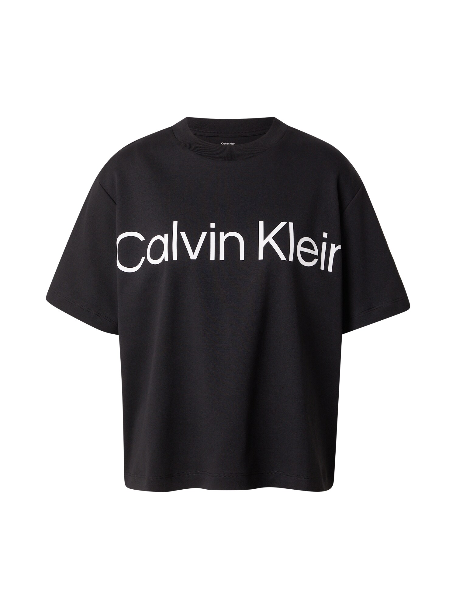 Calvin Klein Jeans Camiseta 'Boxy Cropped Logo'  negro / blanco
