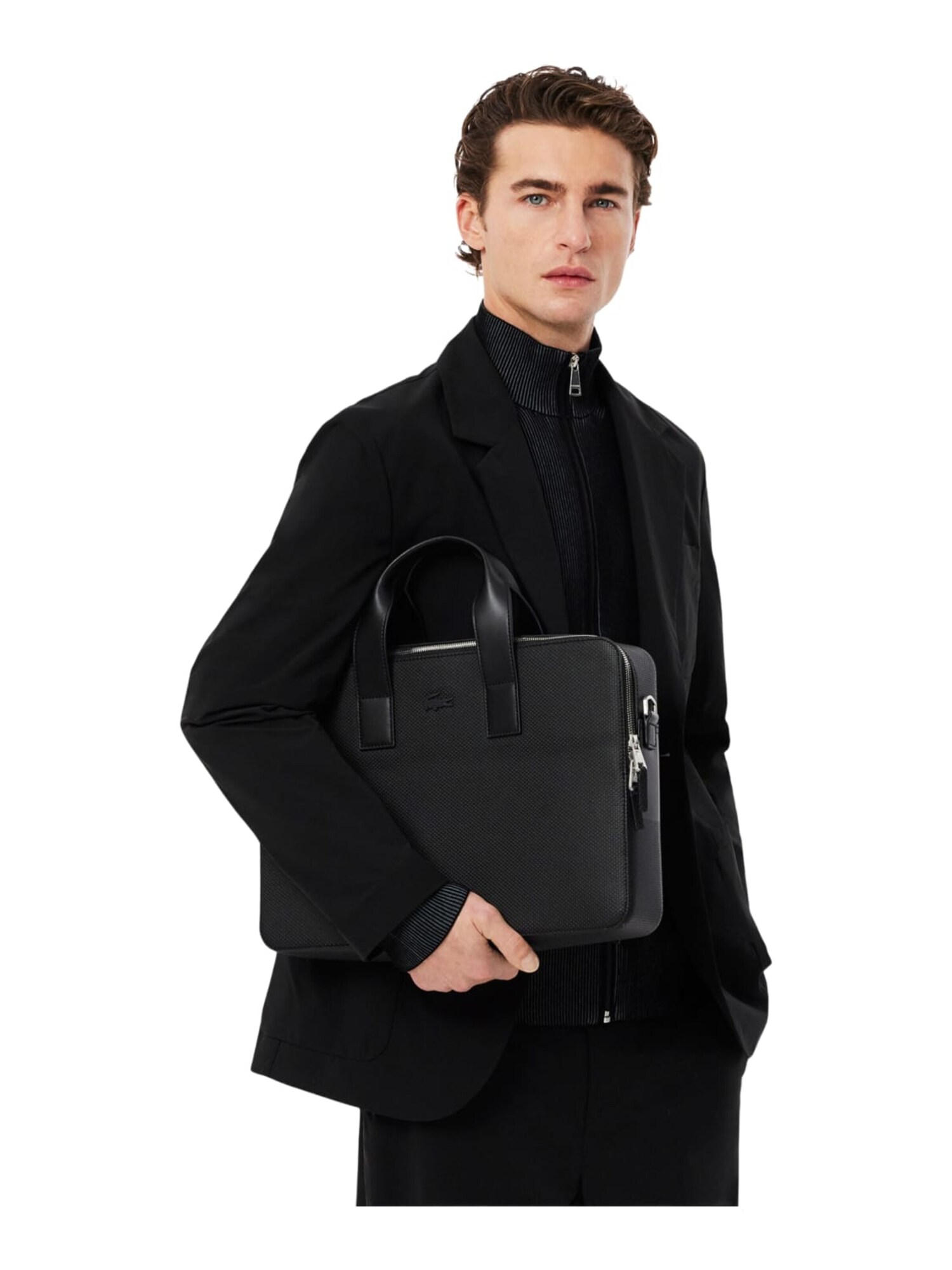 LACOSTE Bolso de mano 'Lacoste Sac ordinateur Chantaco en Cuir Noir' negro – imagen 2