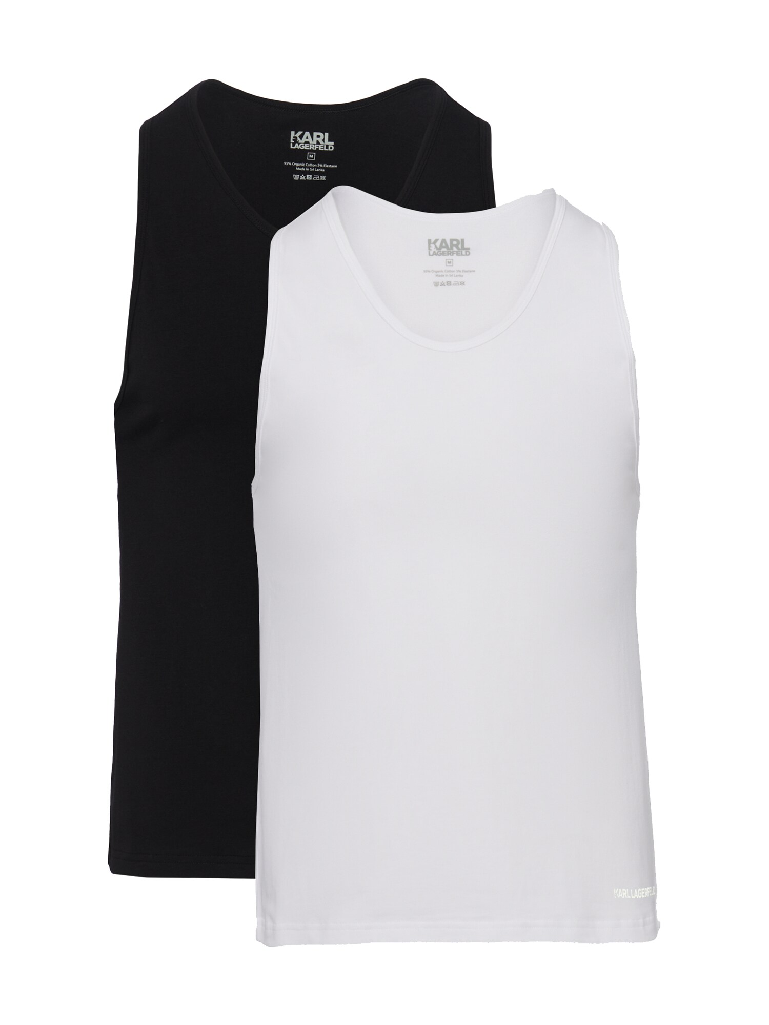 Karl Lagerfeld Apatiniai marškinėliai juoda / balta