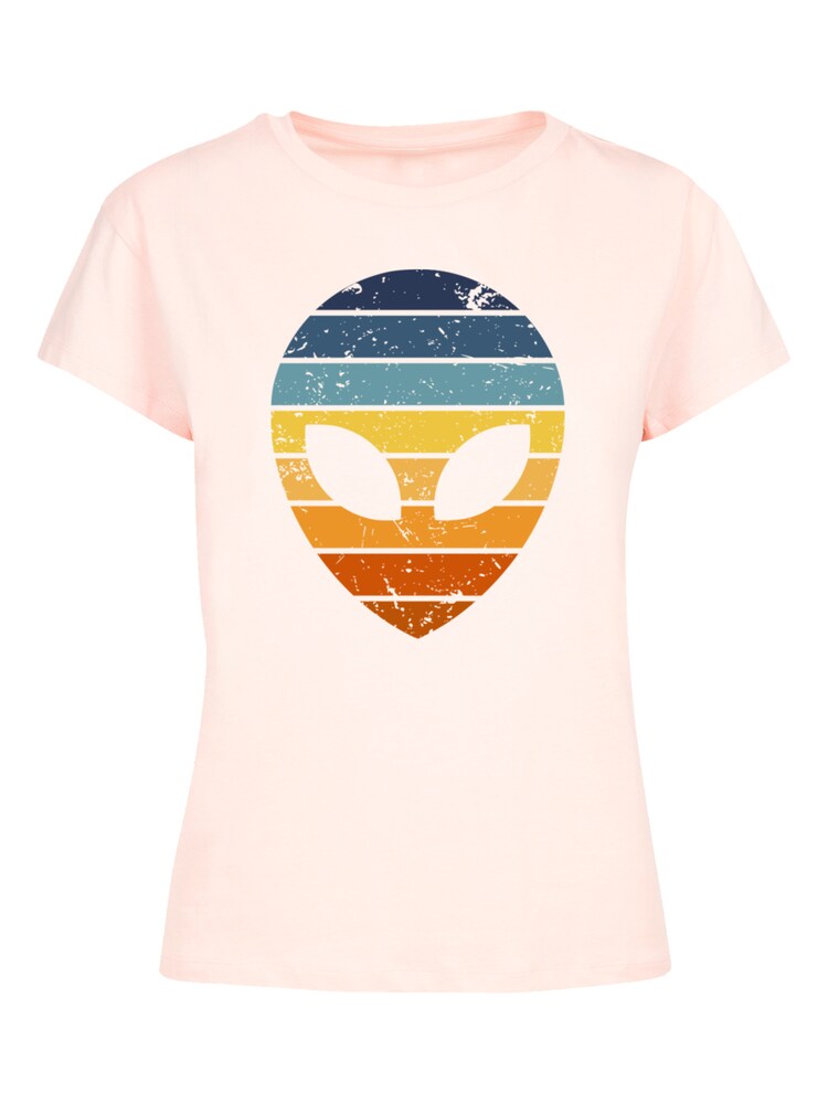 F4NT4STIC T-Shirt 'Alien Sonnenuntergang Retro' Damen Größe 5XL mischfarben / pink