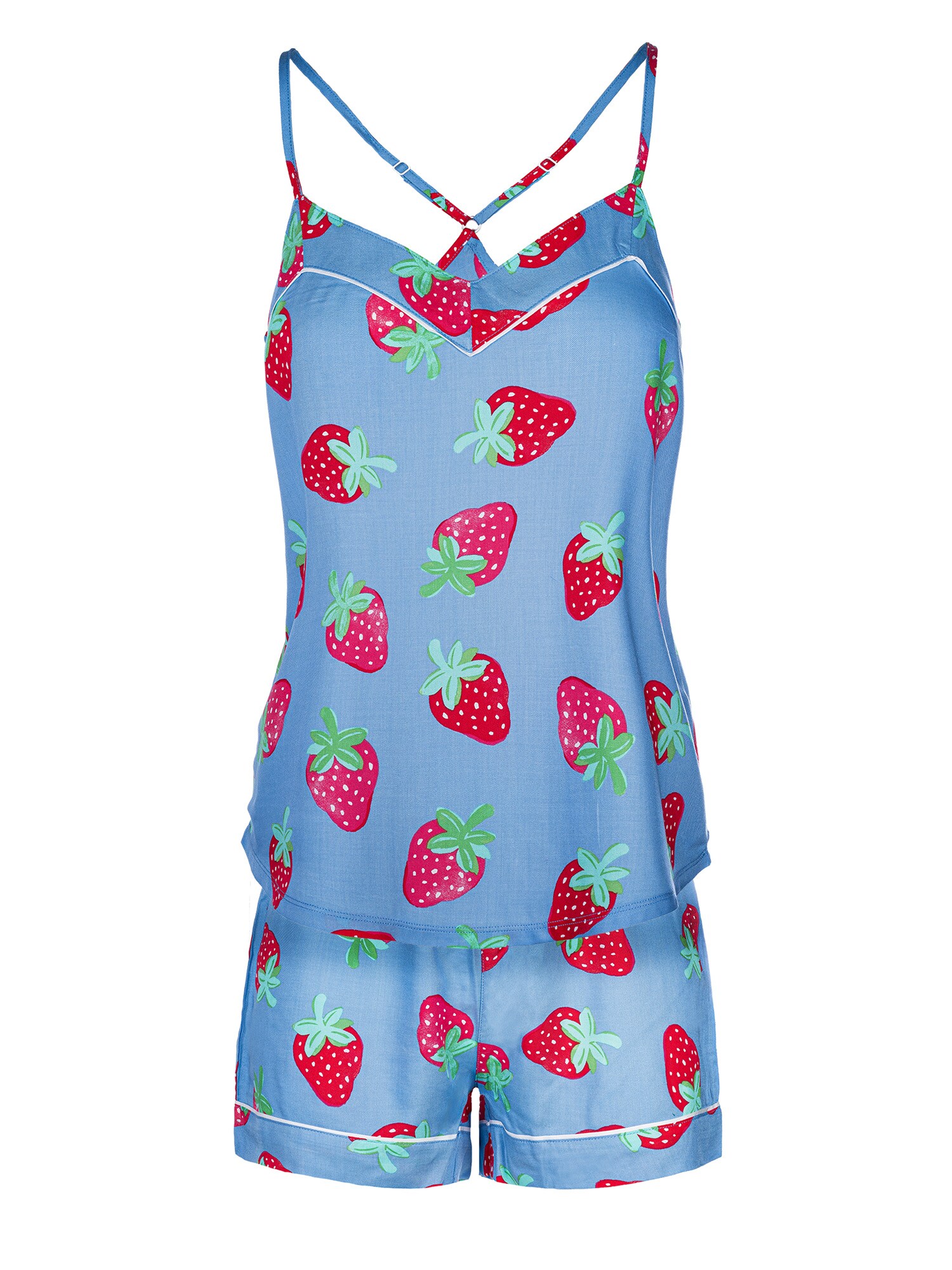 Pj Salvage Korte Pyjama 'Farmers Market' Lichtblauw / Lichtgroen / Rood