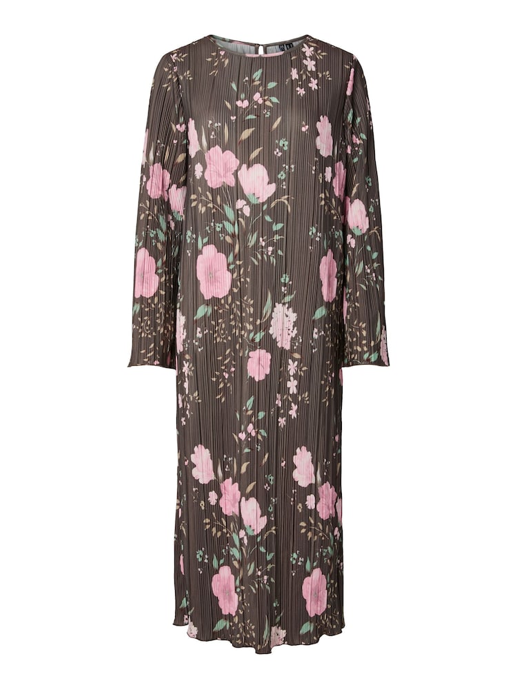 PIECES Kleid 'PCAmber' Damen Größe 34 braun / hellgrün / rosa Winterkleid