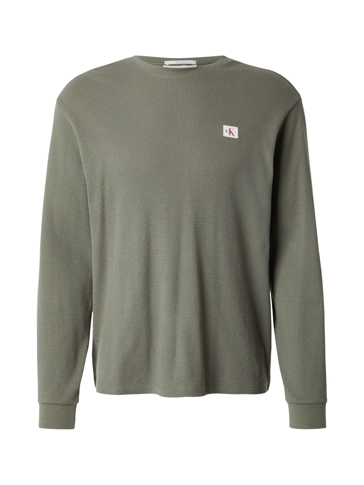Calvin Klein Jeans Majica 'Long Sleeve Waffle'  oliva