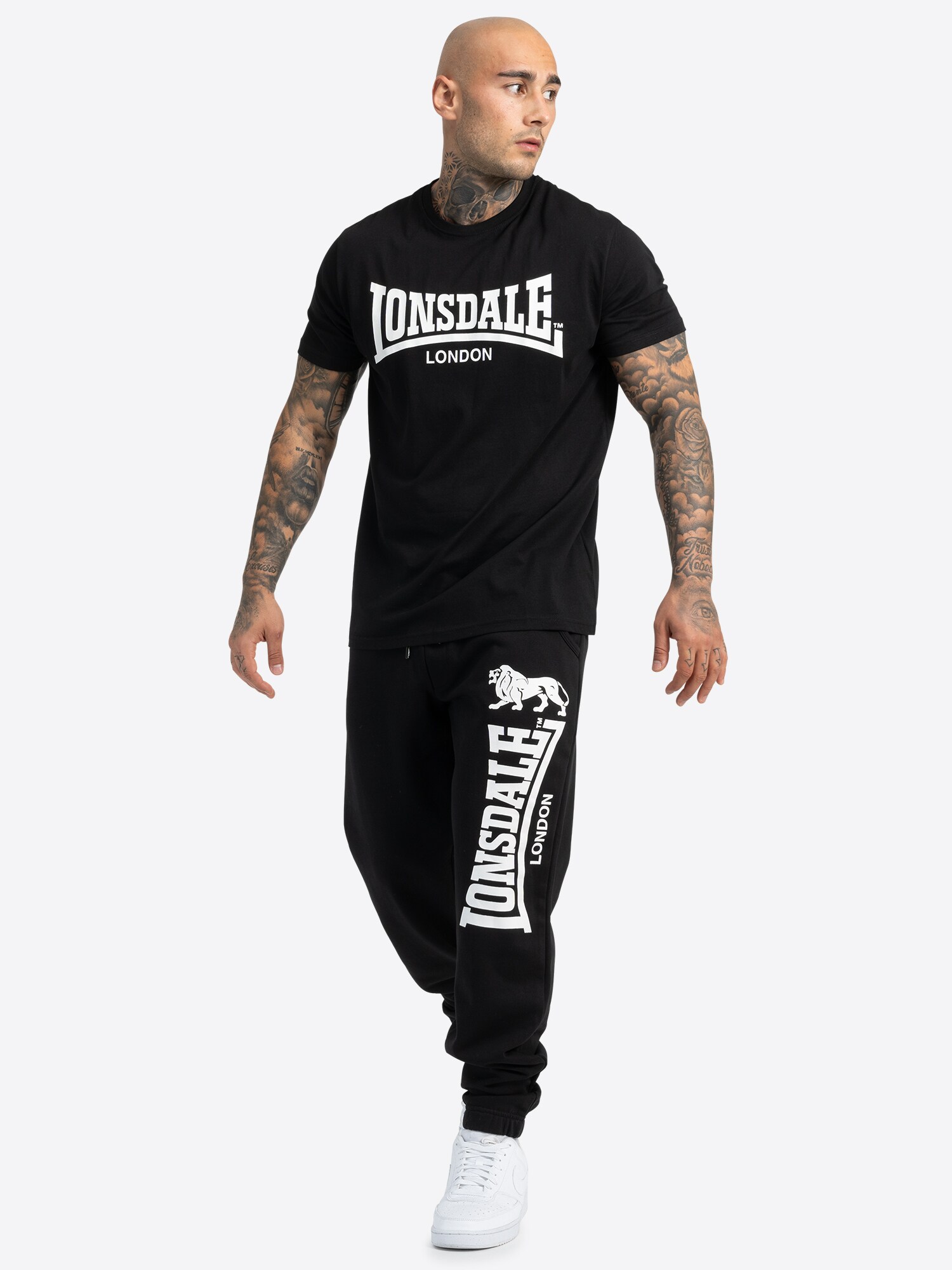 LONSDALE Tričko 'Torbay' čierna / biela (obrázok 4)