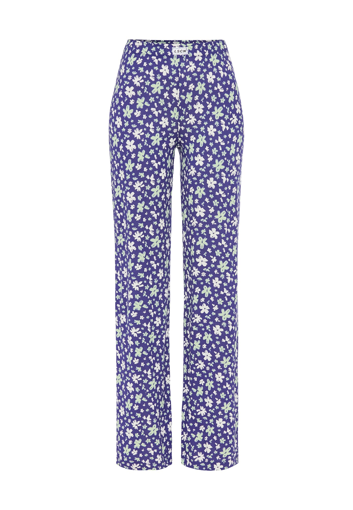 LSCN by LASCANA Pantaloni de pijama  indigo / verde pastel / alb natural
