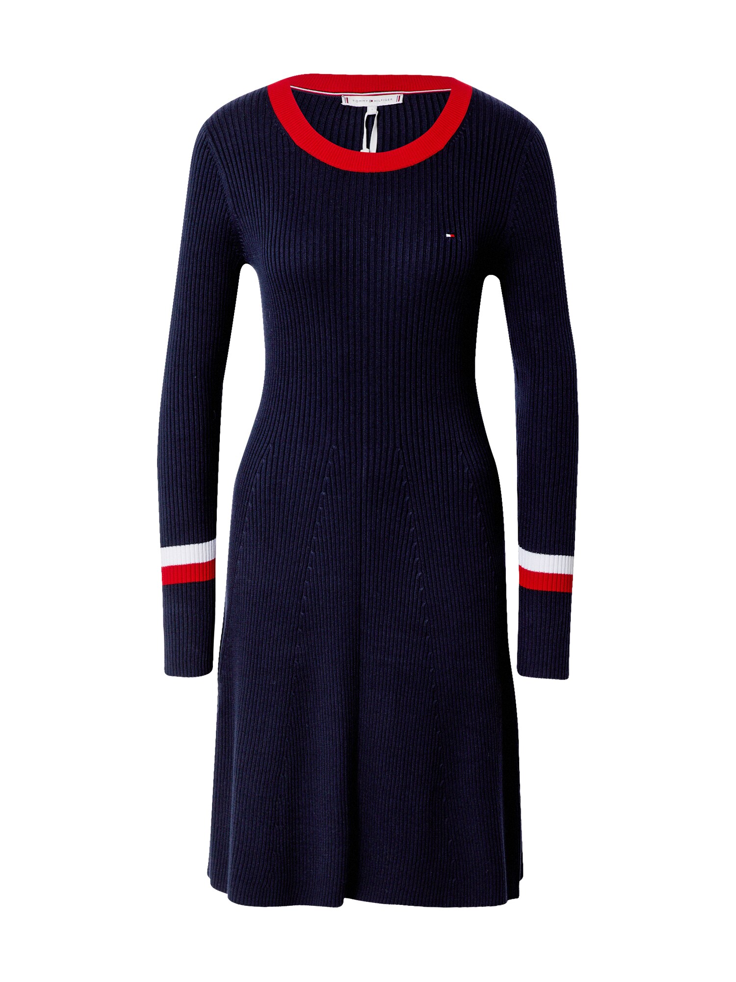 TOMMY HILFIGER Megzta suknelė  tamsiai mėlyna / balta / raudona