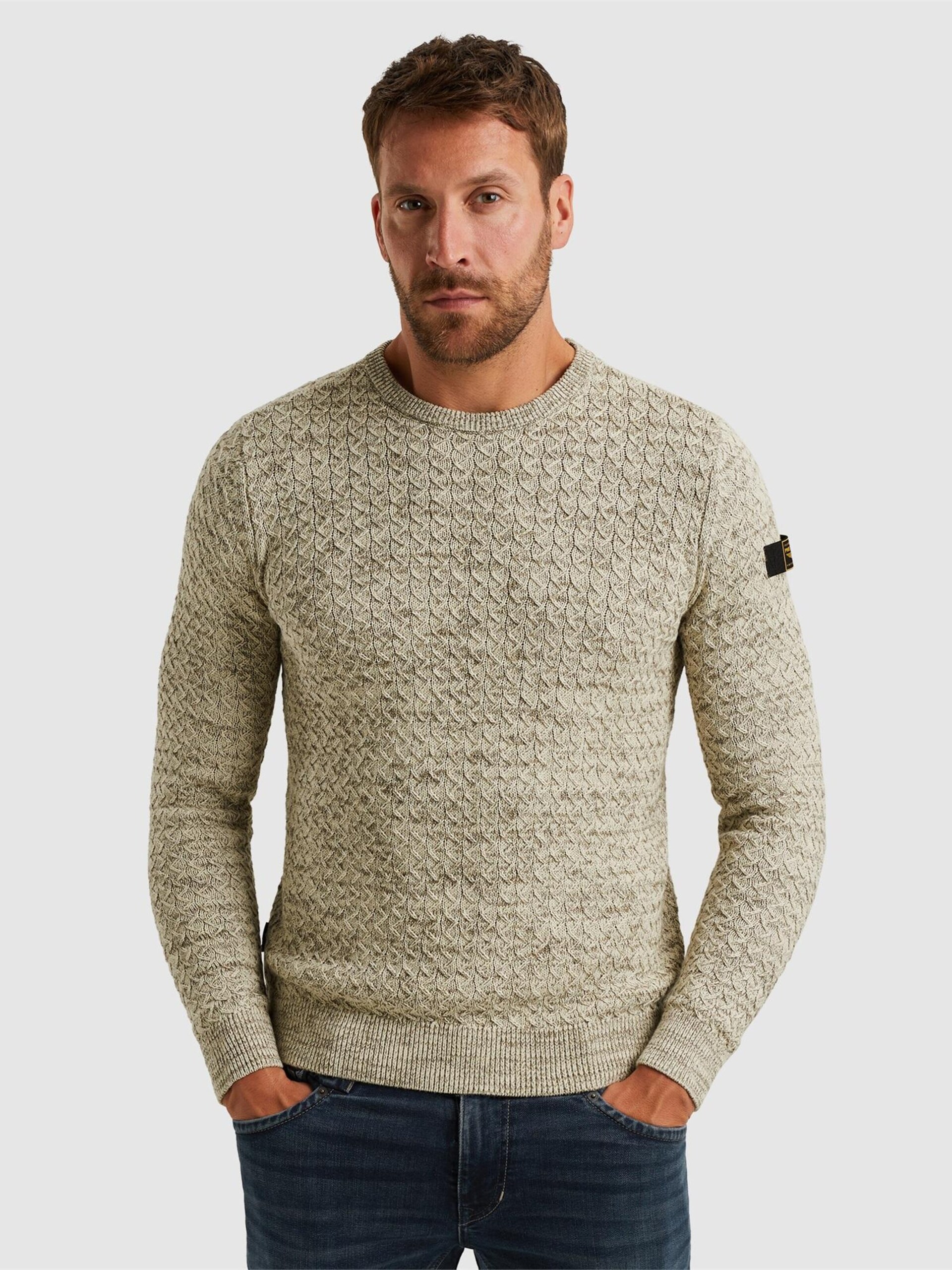 PME Legend Mouliné Structure Tröja Greige Grå Beige herr – bild 2