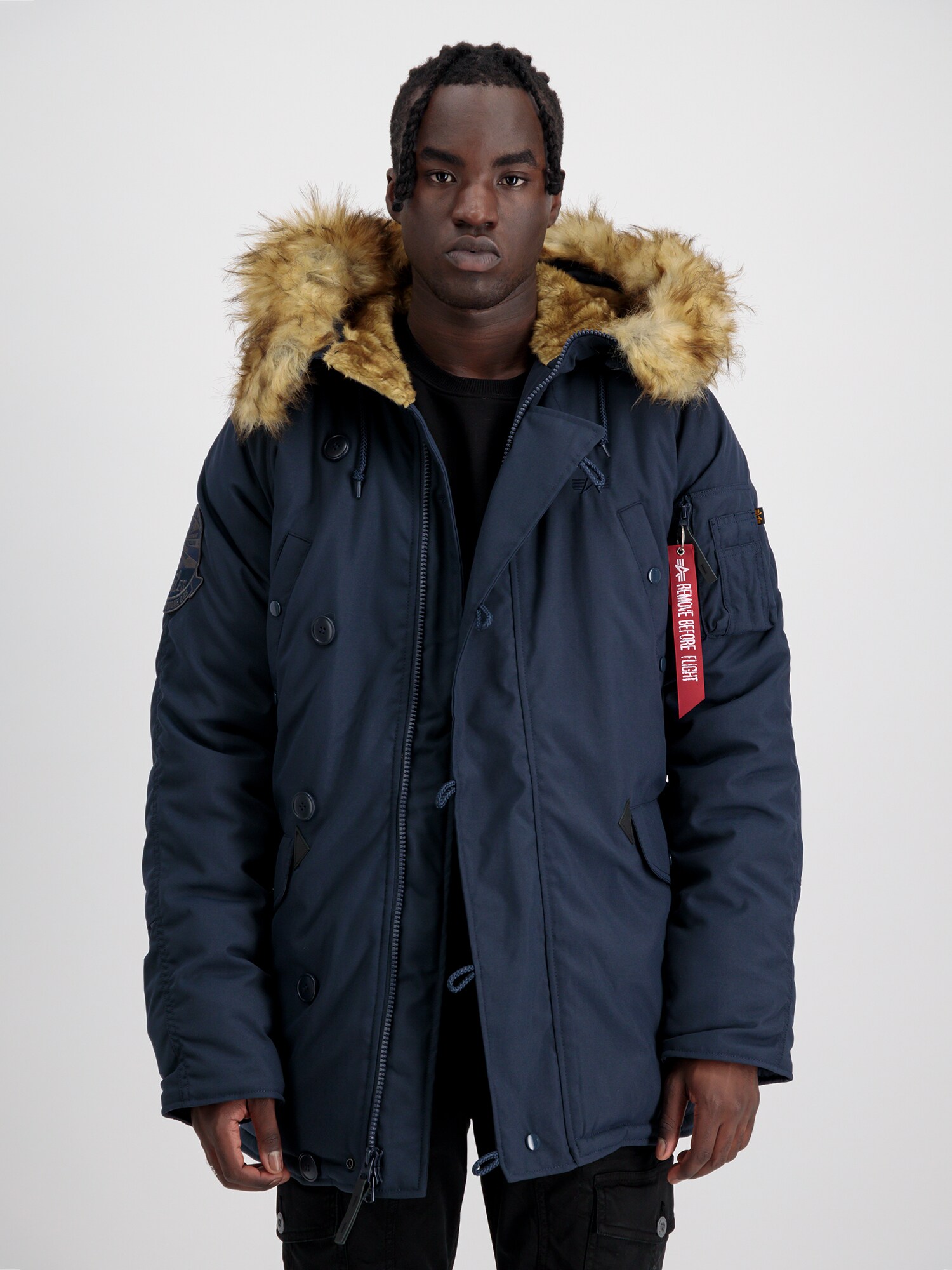 ALPHA INDUSTRIES Téli parka 'Exporer'  éjkék / piros / fehér termék 2. képe