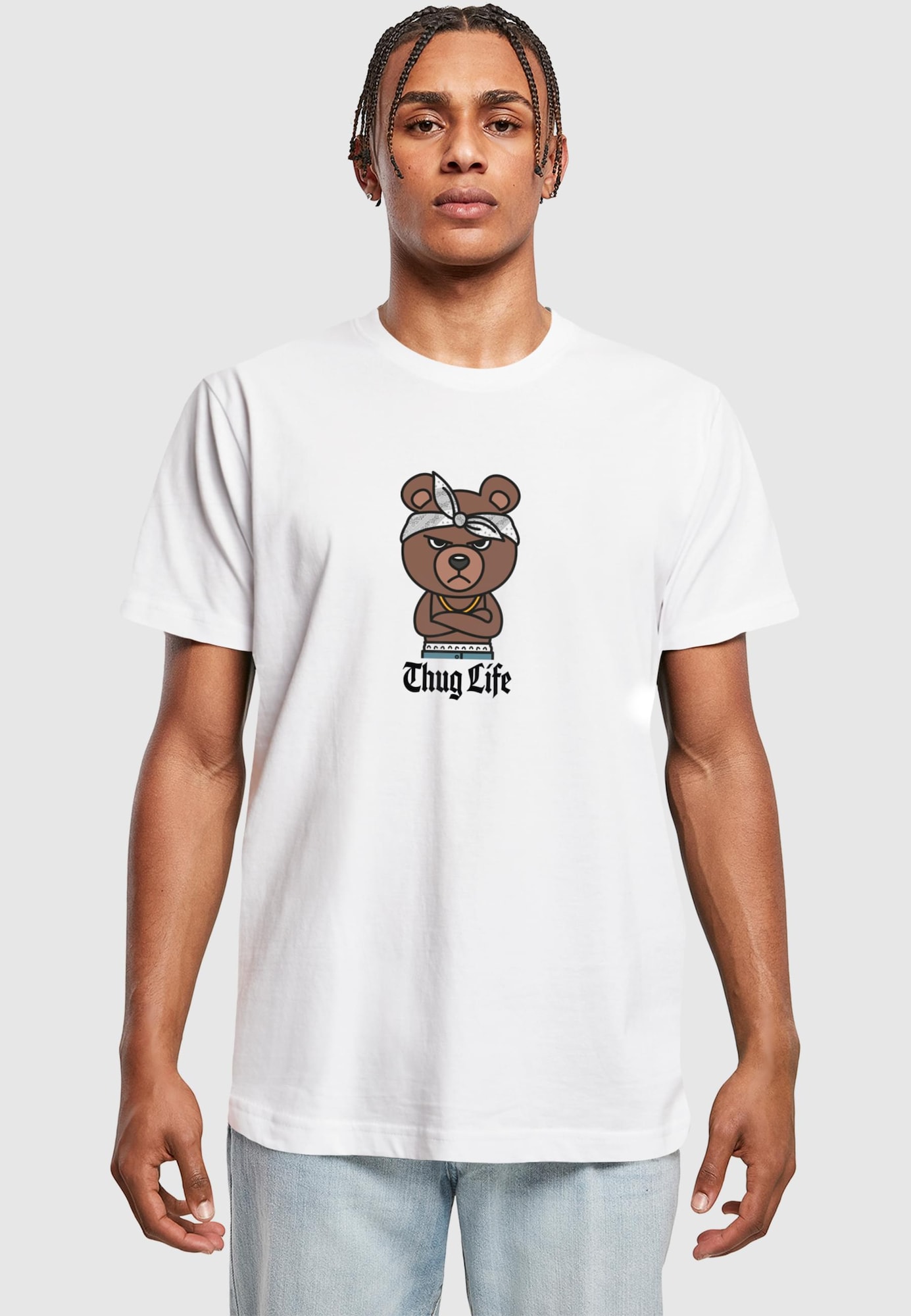 Mister Tee Tričko 'Bandana Bear Sketch' čokoládová / svetlosivá / čierna / biela (obrázok 3)