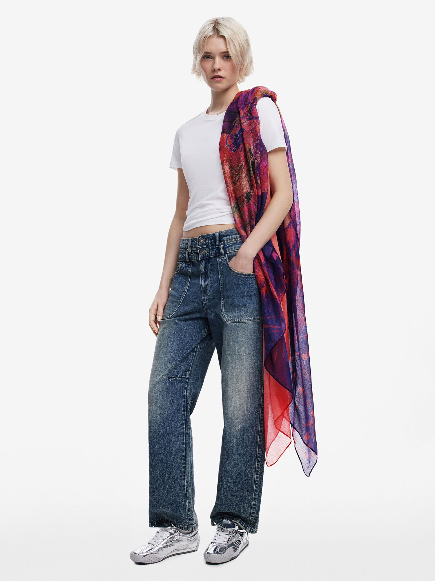 Desigual Sál  sötétkék / lila / orgona / piros termék 2. képe