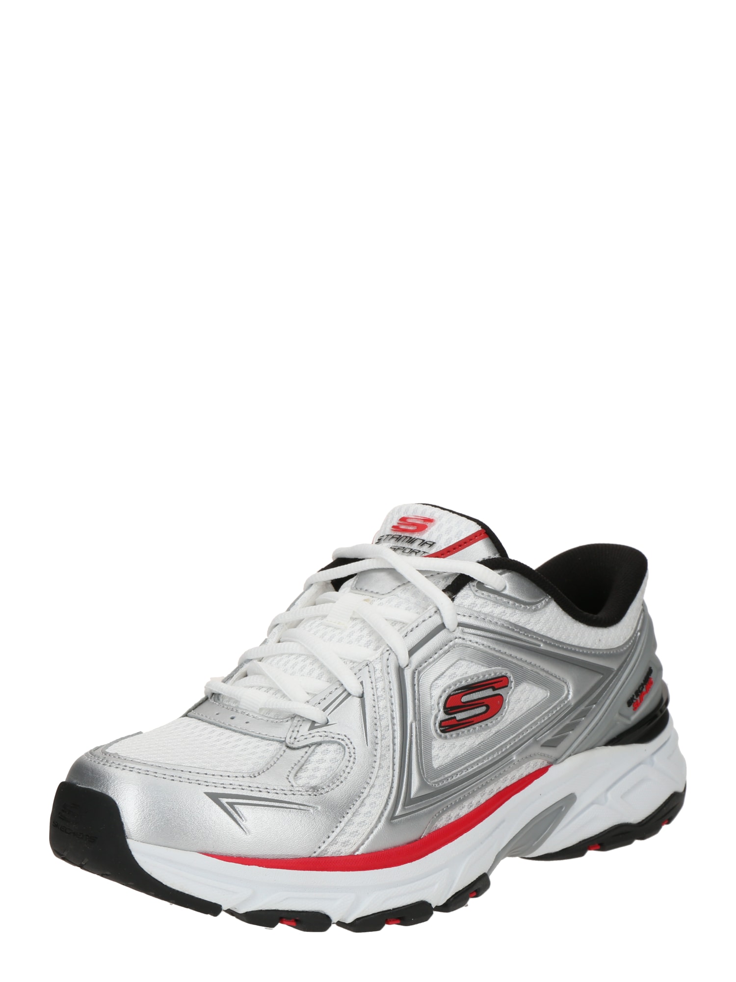SKECHERS Sneaker low Stamina roșu / negru / argintiu / alb