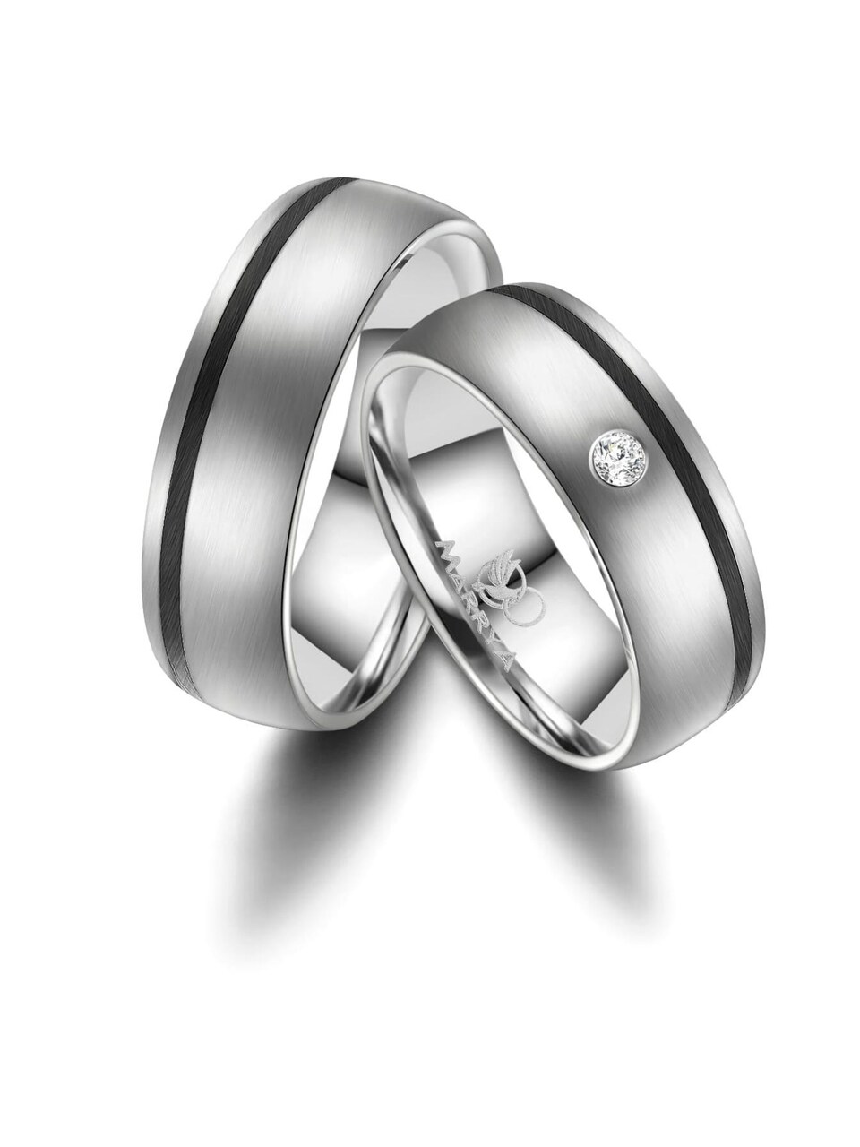 Ring 'MARRYA ES-05 Ehering aus Edelstahl Silberfarben & Schwarz'
