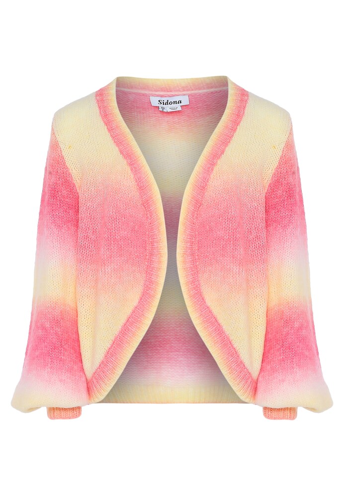 Sidona Strickjacke Damen Größe XL/XXL hellgelb / rosa