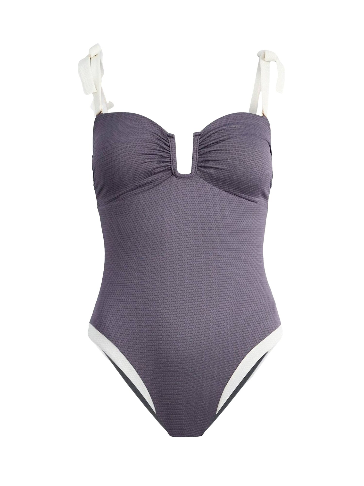 Mint Velvet Costum de baie modelator  mov mură / alb