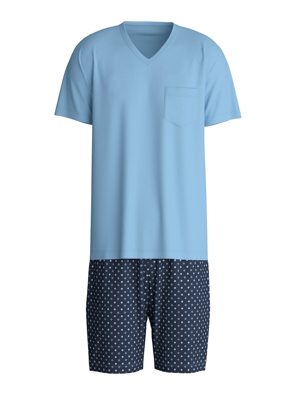 Pyjamas kort marinblå / turkos / opal