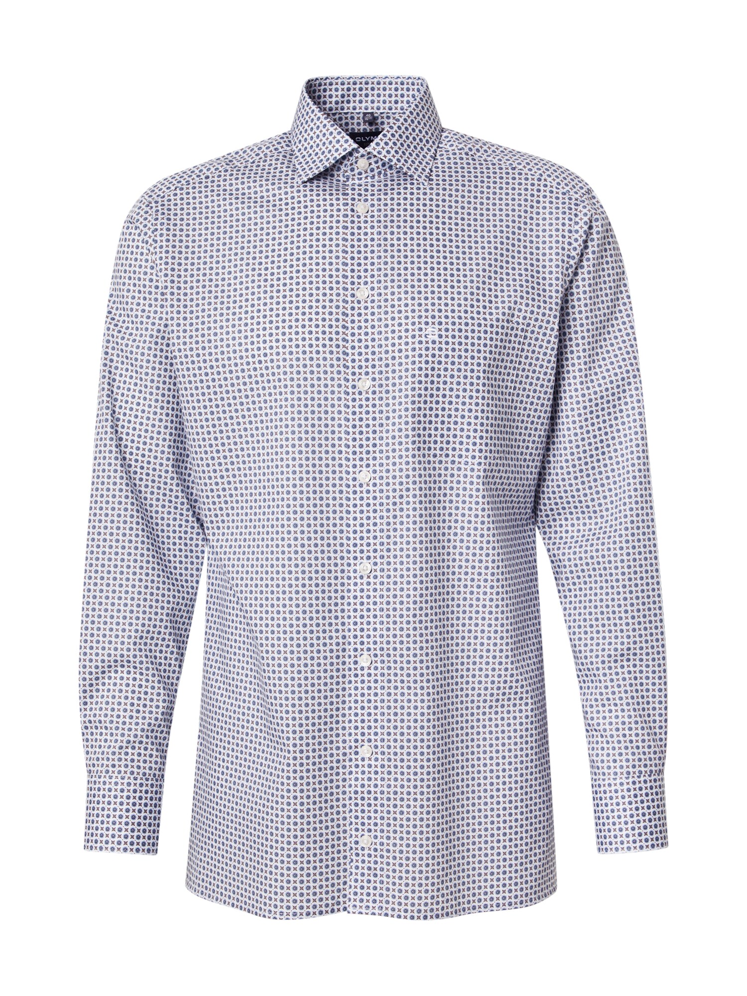 OLYMP Cămașă  bleumarin / ciocolatiu / alb