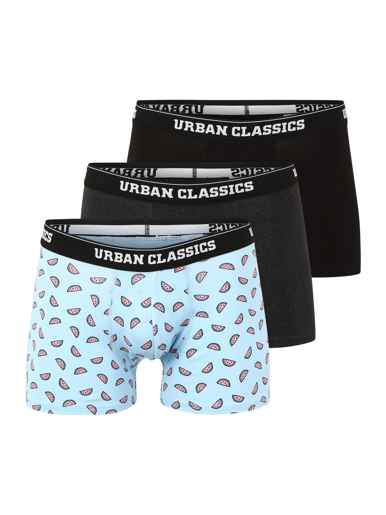 Urban Classics Boxer trumpikės juoda / antracito spalva / šviesiai mėlyna / rožių spalva