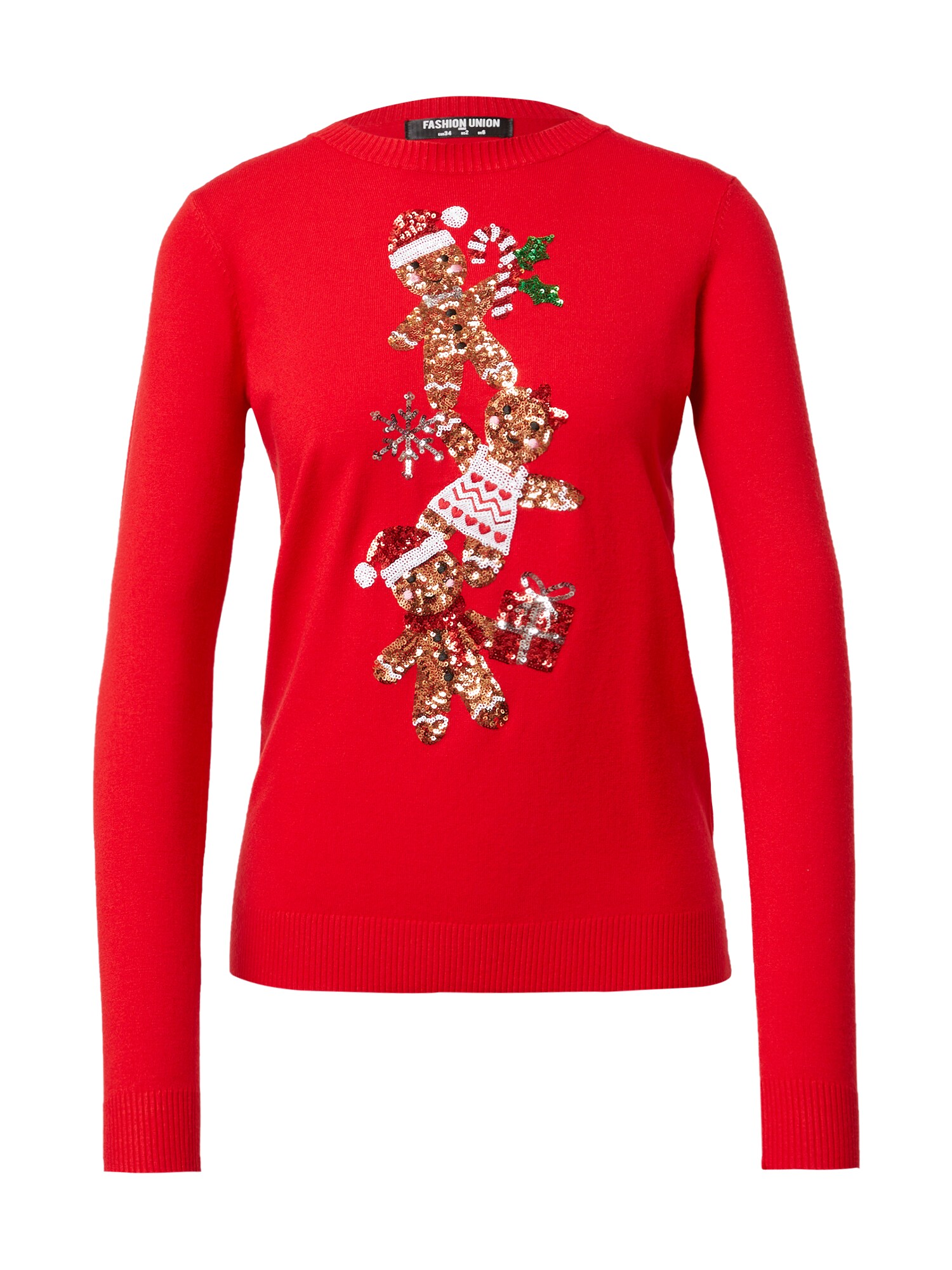 Fashion Union Megztinis 'GINGER BREAD PYRAMID'  raudona / mišrios spalvos