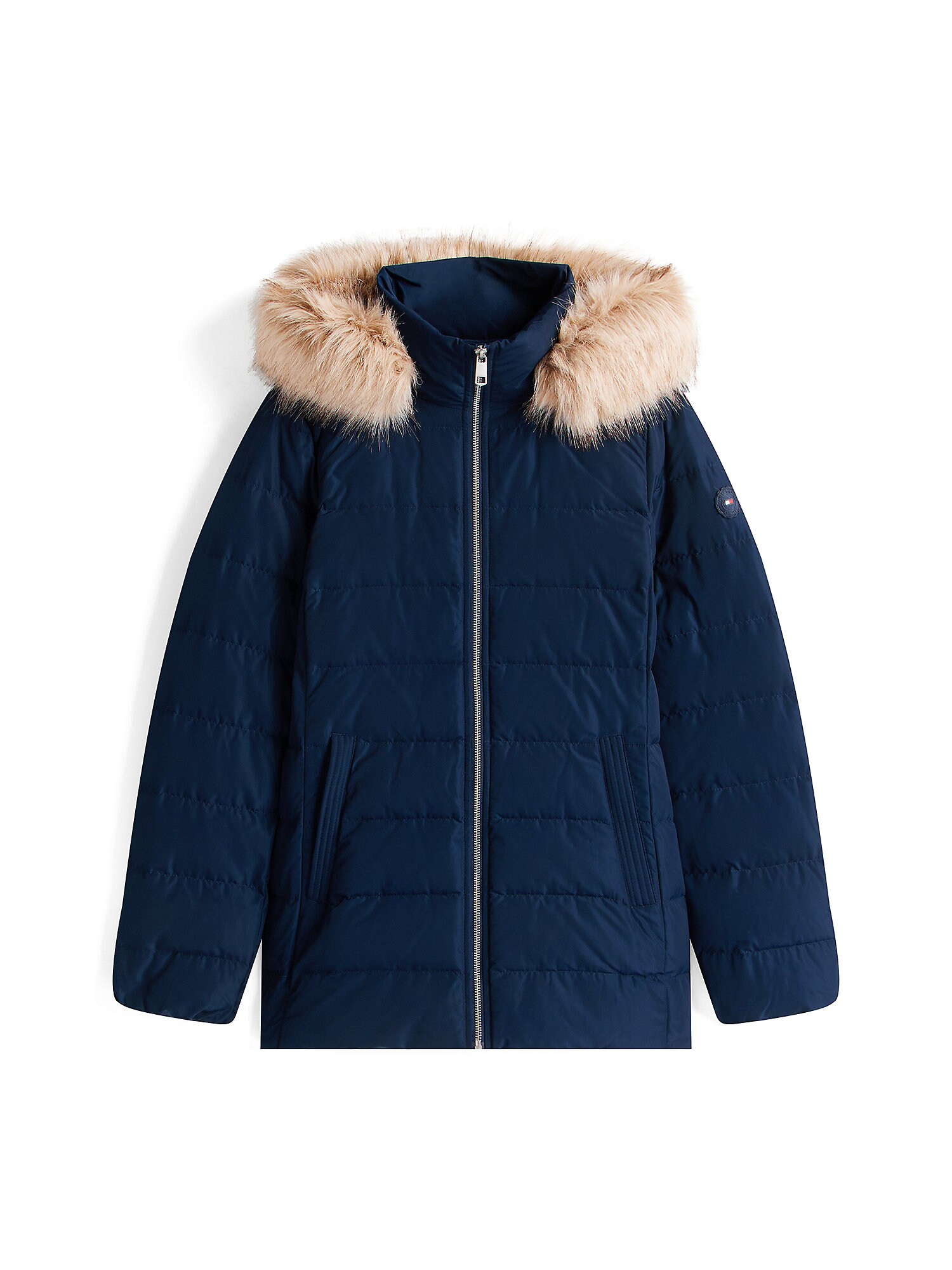 TOMMY HILFIGER Zimná bunda béžová melírovaná / námornícka modrá