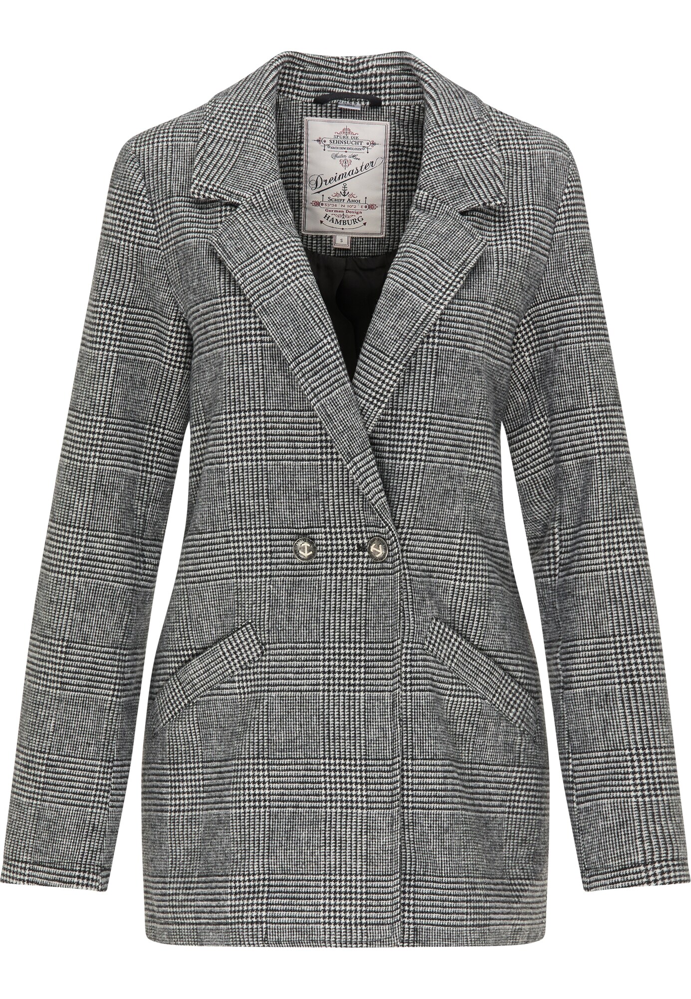 DreiMaster Vintage Blazer švarkas  juoda / pilka