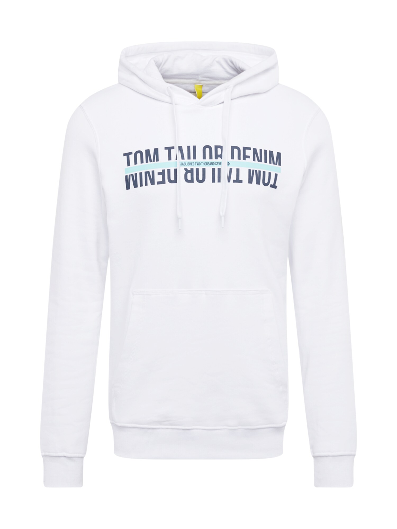 TOM TAILOR DENIM Megztinis be užsegimo  balta / turkio spalva / nakties mėlyna