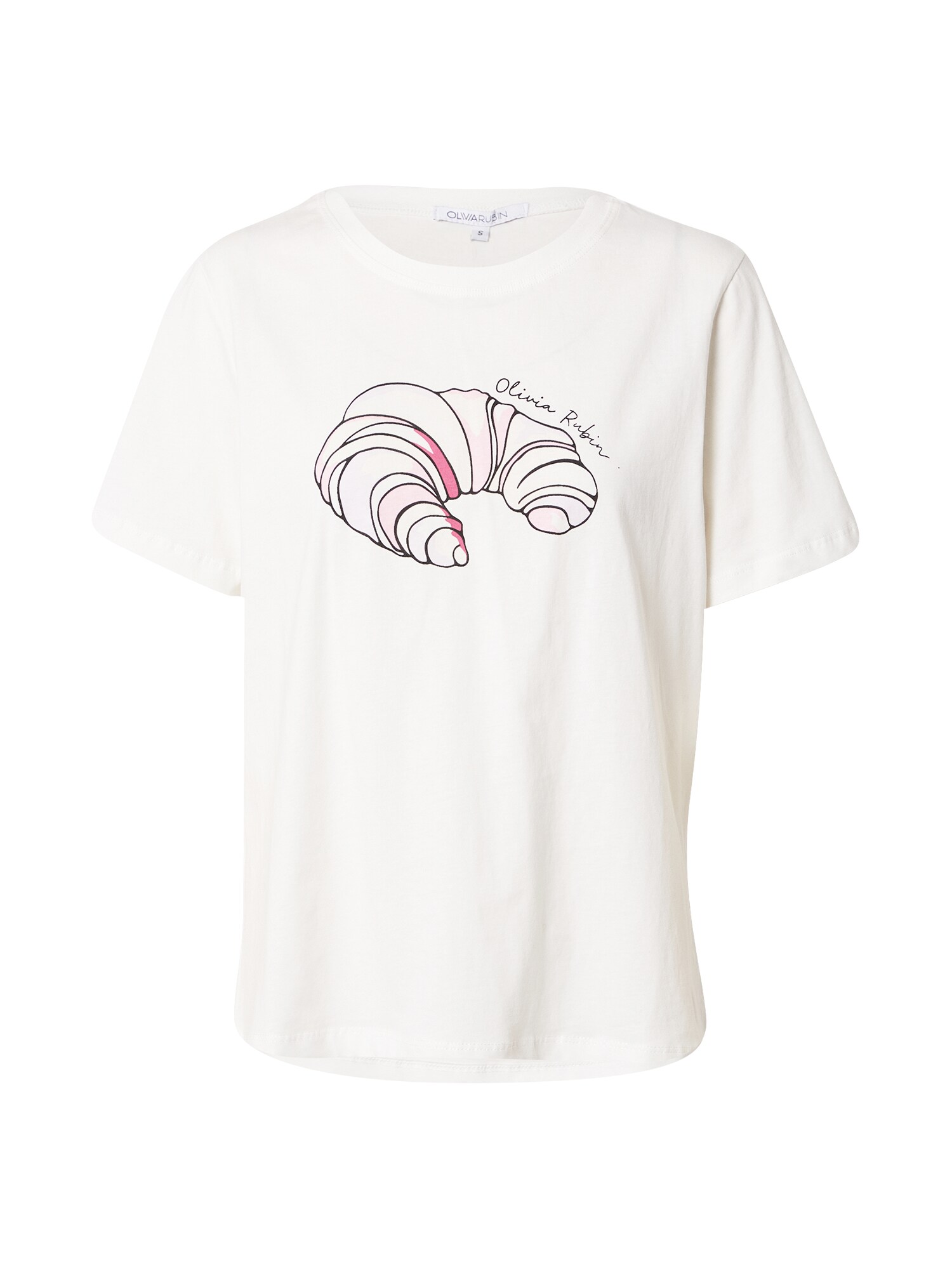Olivia Rubin Marškinėliai 'MINDY' balta / juoda / pitajų spalva / šviesiai rožinė
