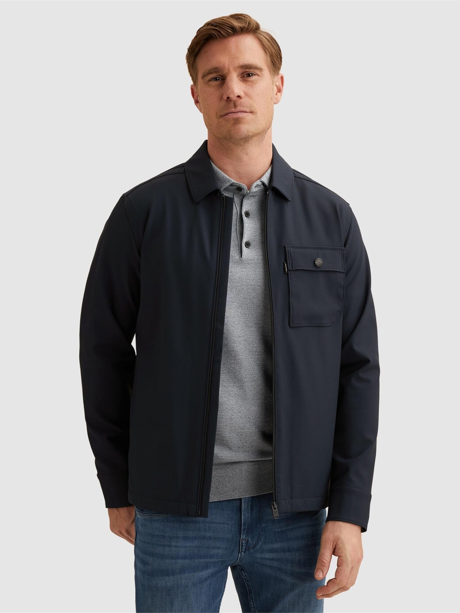 T-shirt 'Overshirt with zipper closure and bi-stretch'