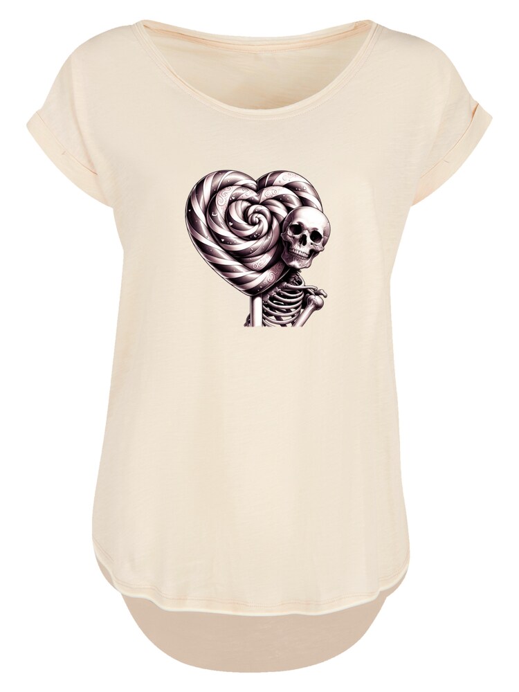 F4NT4STIC T-Shirt 'Süße Süßigkeiten Herzform Liebe' Damen Größe XXXL sand / lila / weiß