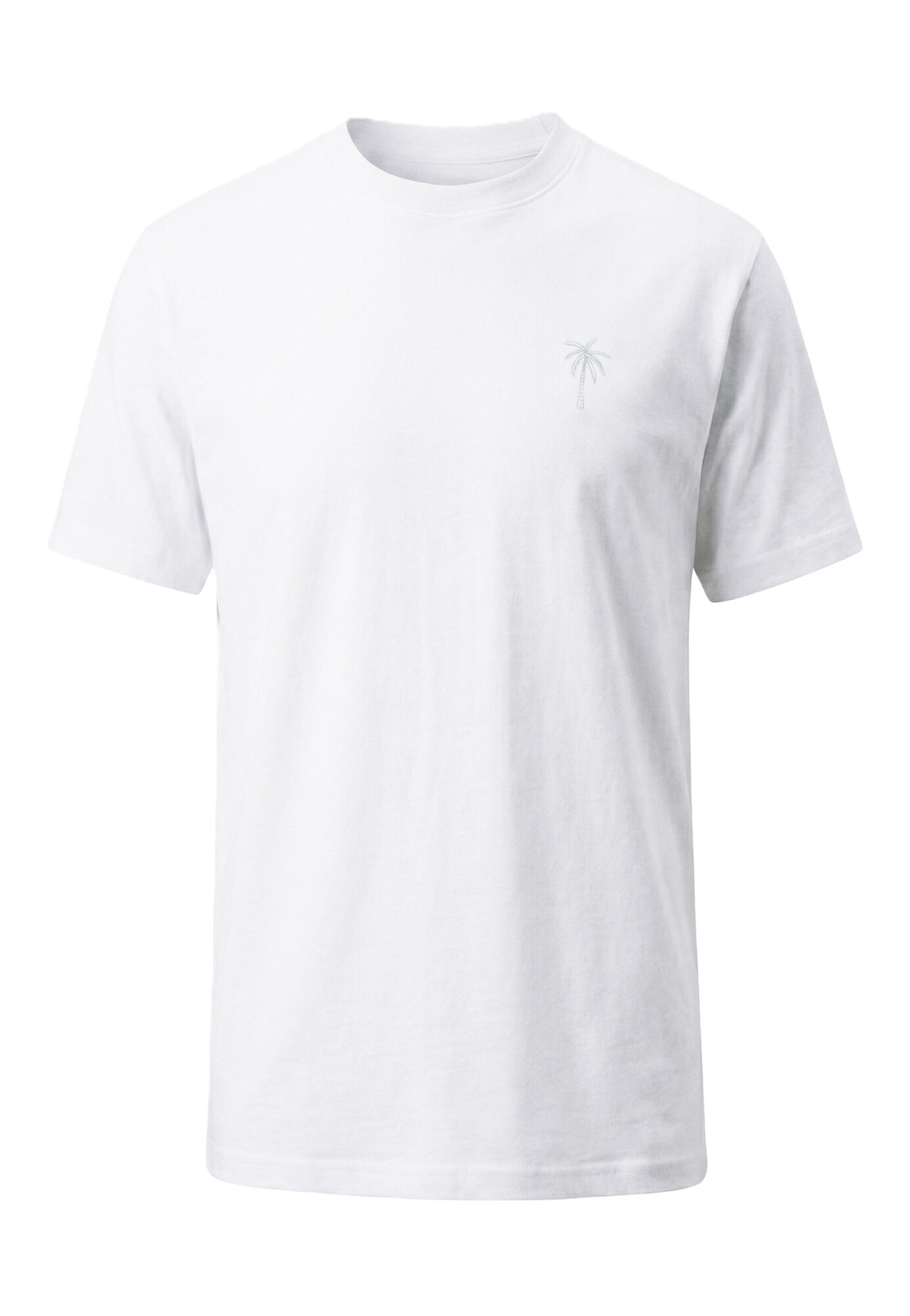 Kleinigkeit Camiseta 'Big Palm Stamp' verde pastel / rosé / blanco