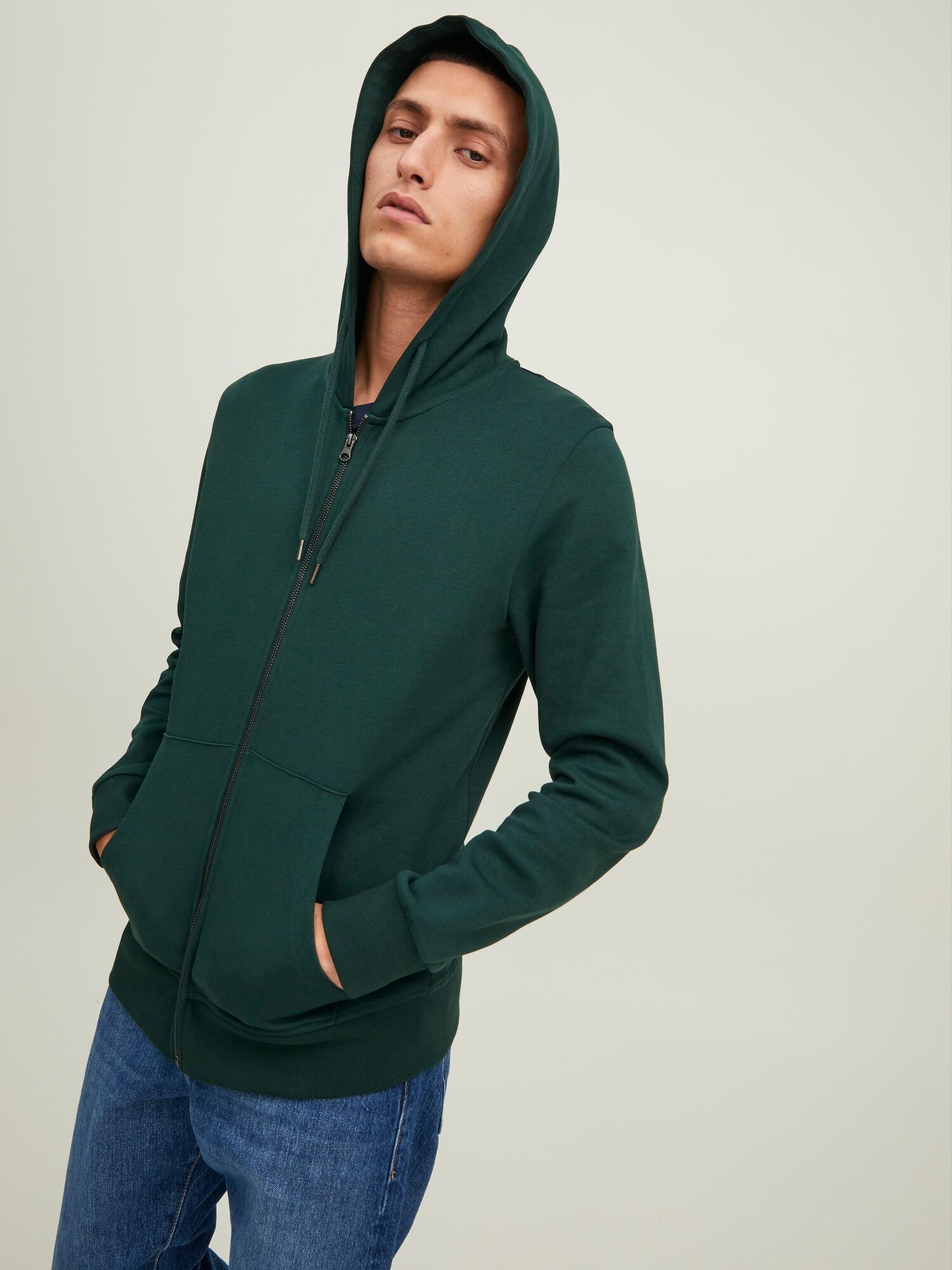 JACK & JONES Tepláková bunda  jedľová (obrázok 6)