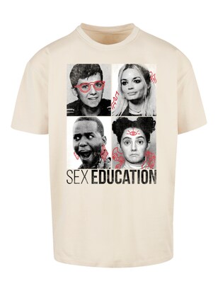 F4NT4STIC Shirt ‘Sex Education Class Photos Netflix TV Series’ Sand / Grijs / Zwart