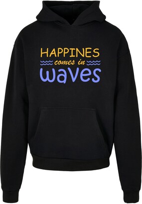 Merchcode Sweatshirt ‘Summer – Happines comes in waves’ Violetblauw / Mandarijn / Zwart