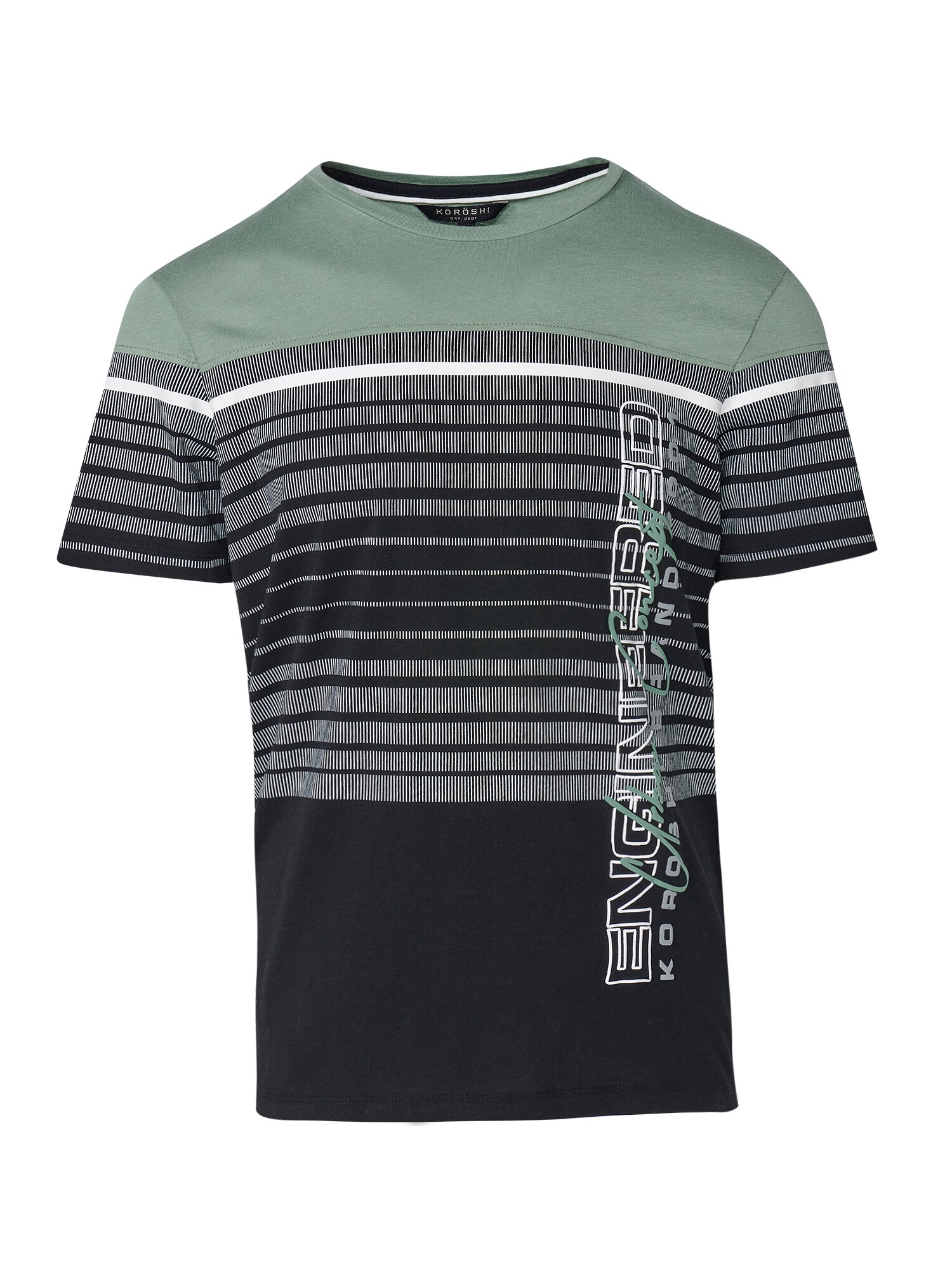 KOROSHI Tricou verde pastel / negru / alb