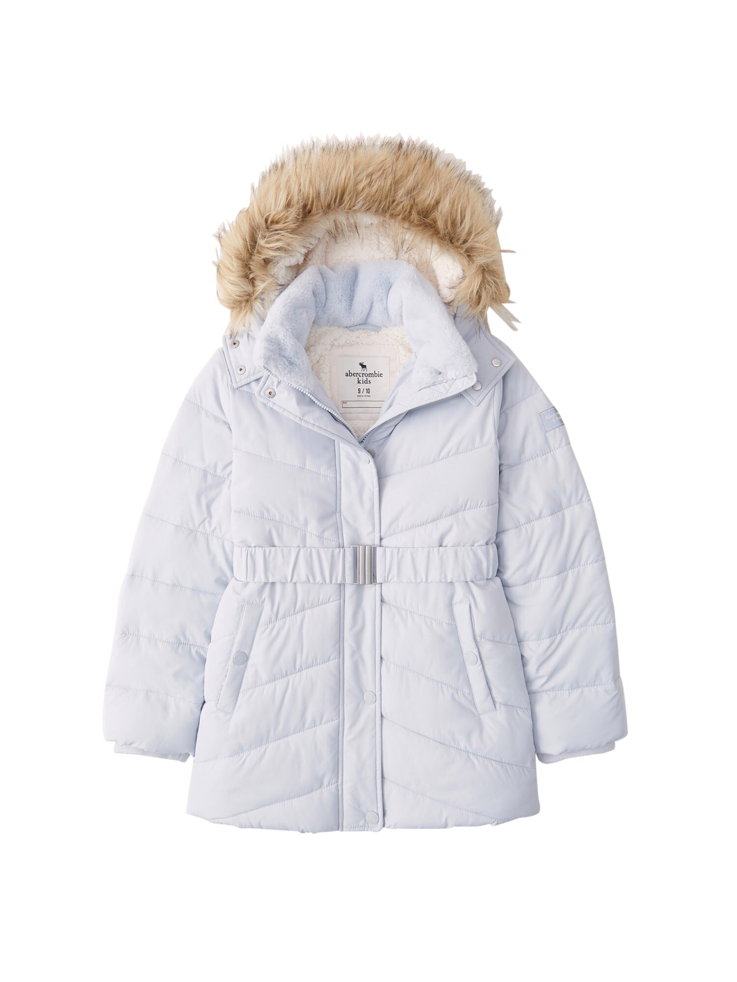 Abercrombie & Fitch Žieminė striukė 'ADVENTURE'  šviesiai mėlyna / vilnos balta
