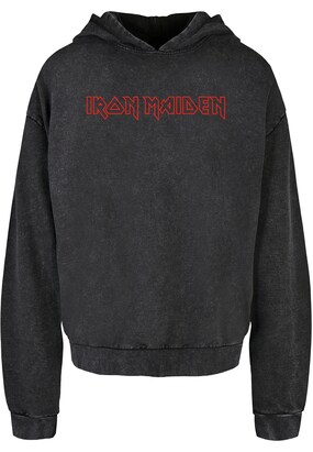 Merchcode Sweatshirt ‘Iron Maiden – Classic Logo’ Donkergrijs / Rood