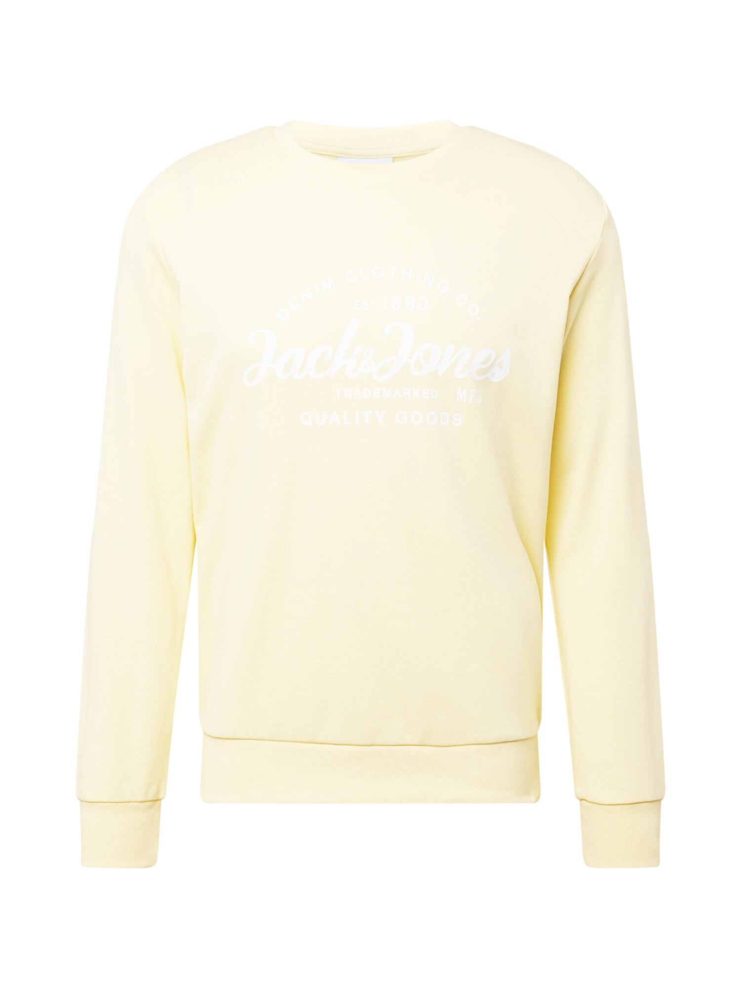 JACK & JONES Mikina 'JJFOREST'  pastelovo žltá / biela