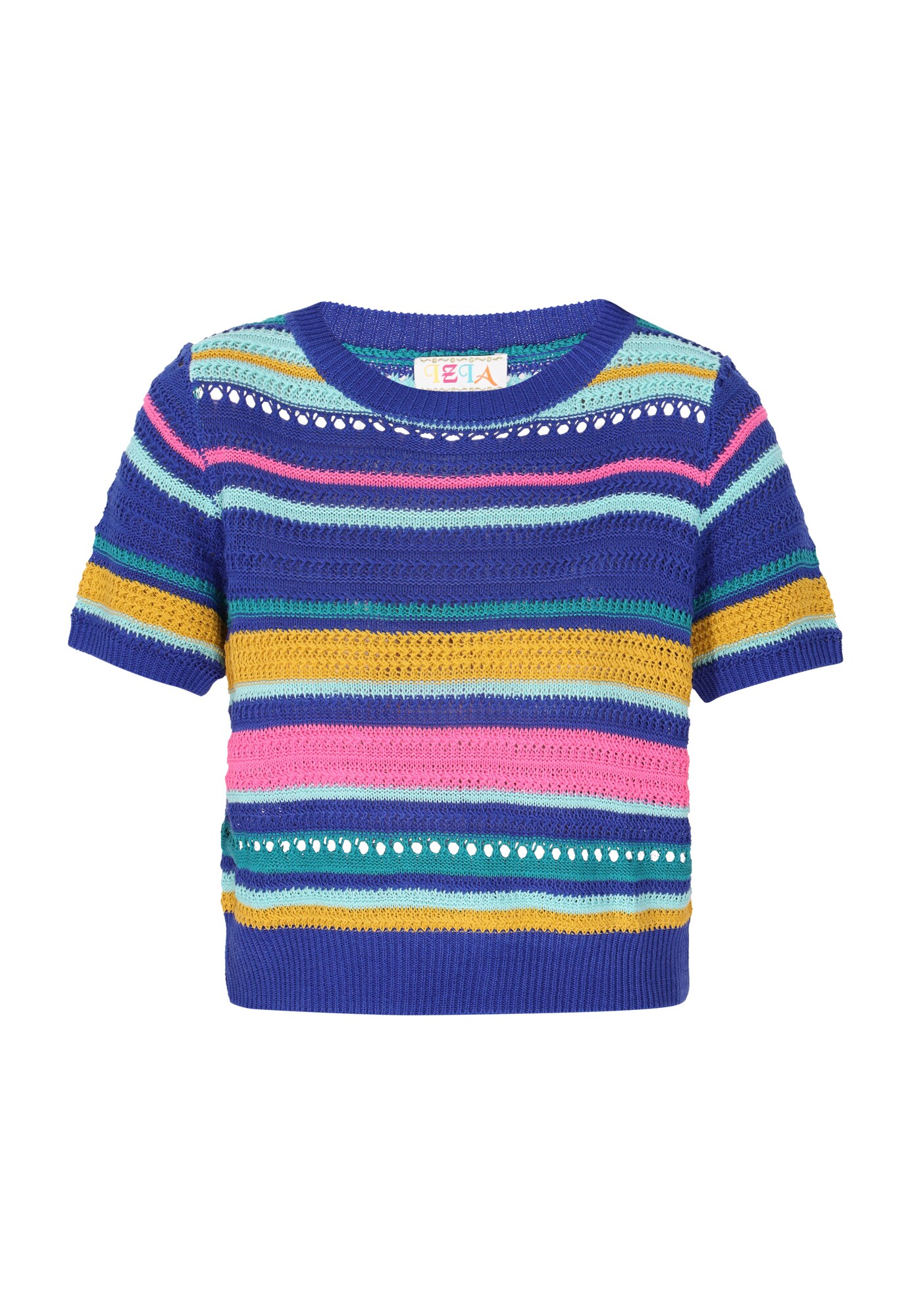 IZIA Pulover  bleumarin / albastru aqua / galben șofran / roz deschis