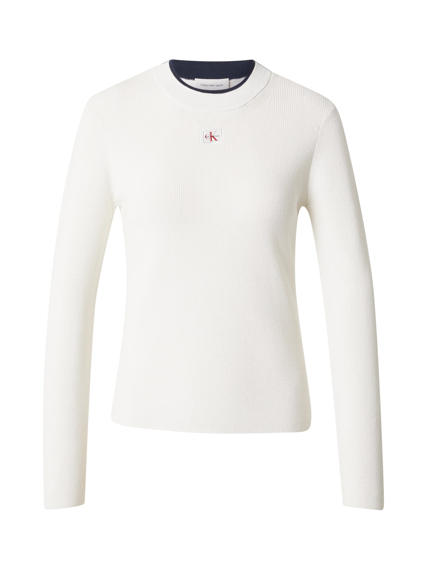 Calvin Klein Jeans Pulover 'Textured Long Sleeve'  alb