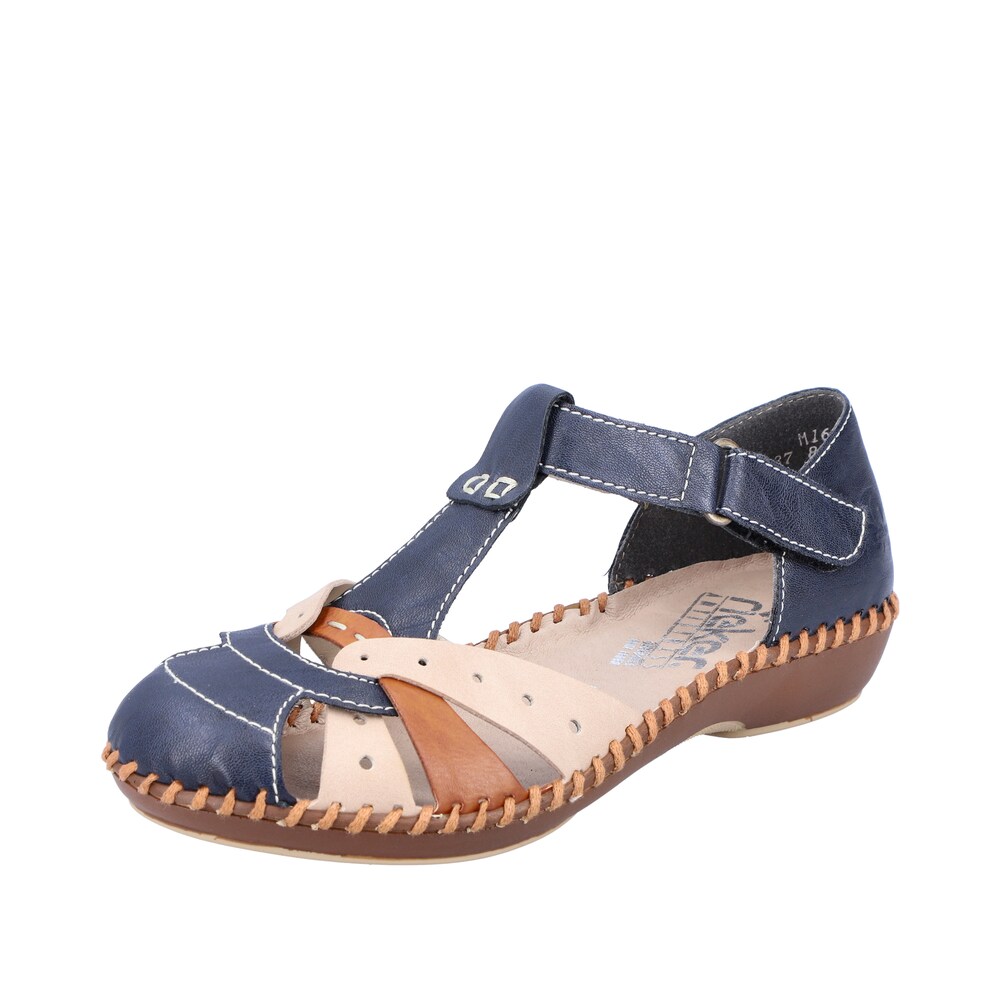 Rieker Sandale Damen Größe 36 creme / navy / hellbraun