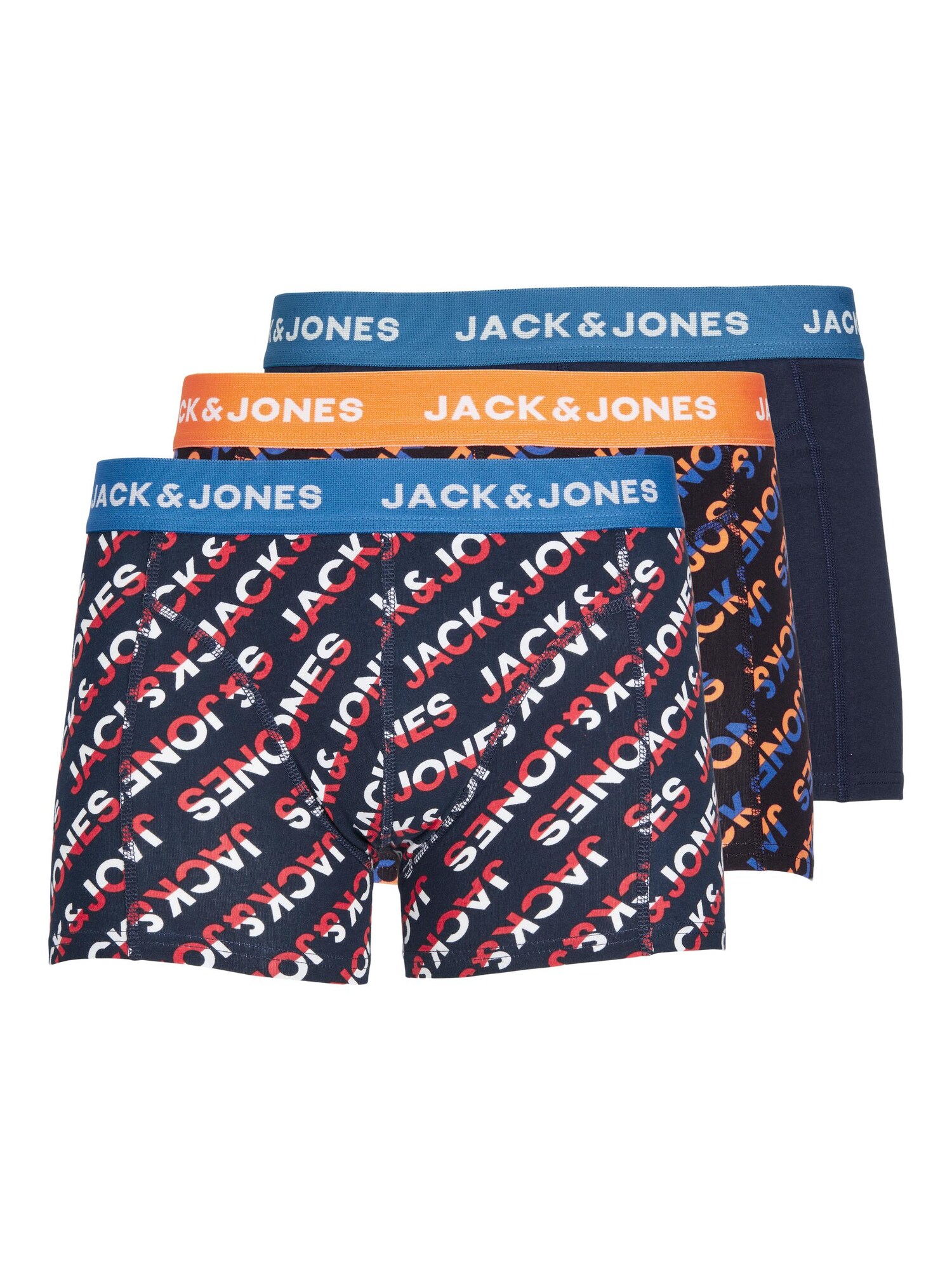 JACK & JONES Boxerky  námornícka modrá / oranžová / čierna / biela
