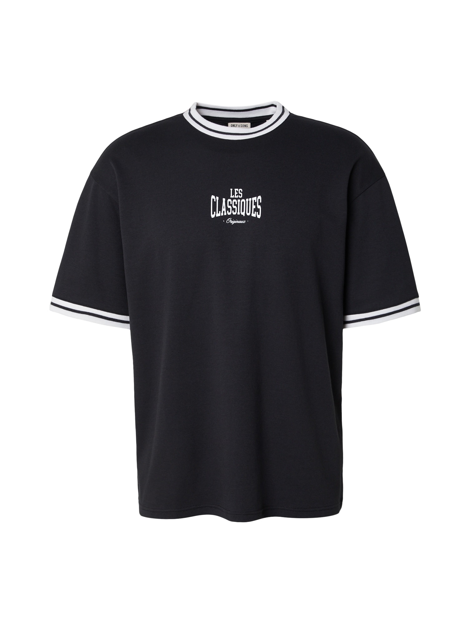 Only & Sons Camiseta 'ONSLES CLASSIQUES CASPIAN' negro / blanco