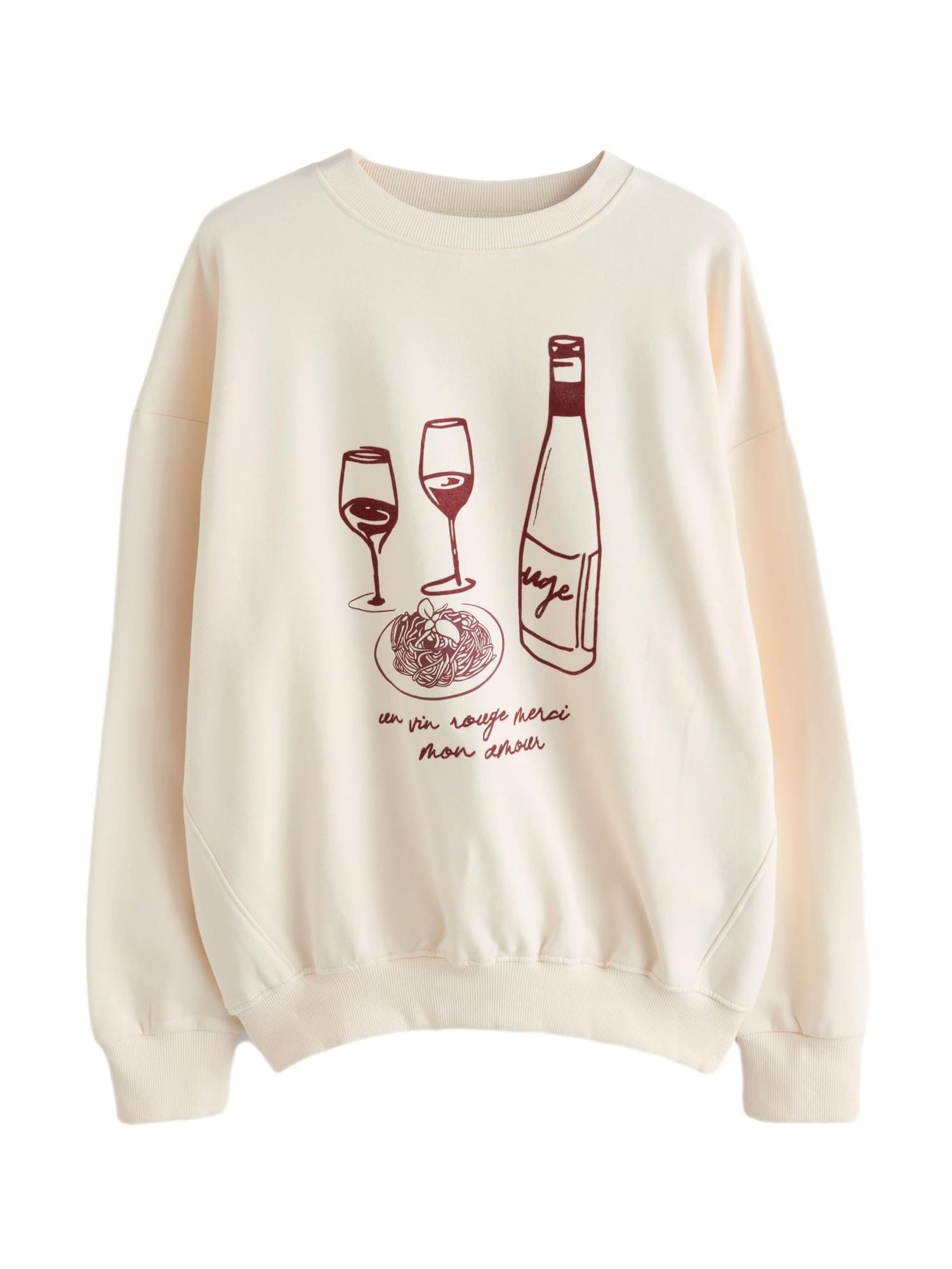 Next Bluză de molton  bej / roșu vin