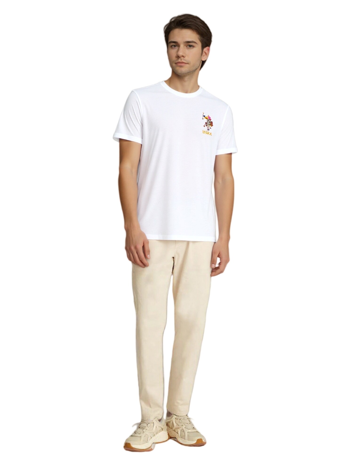 U.S. POLO ASSN. Tričko béžová / tmavoružová / biela (obrázok 4)
