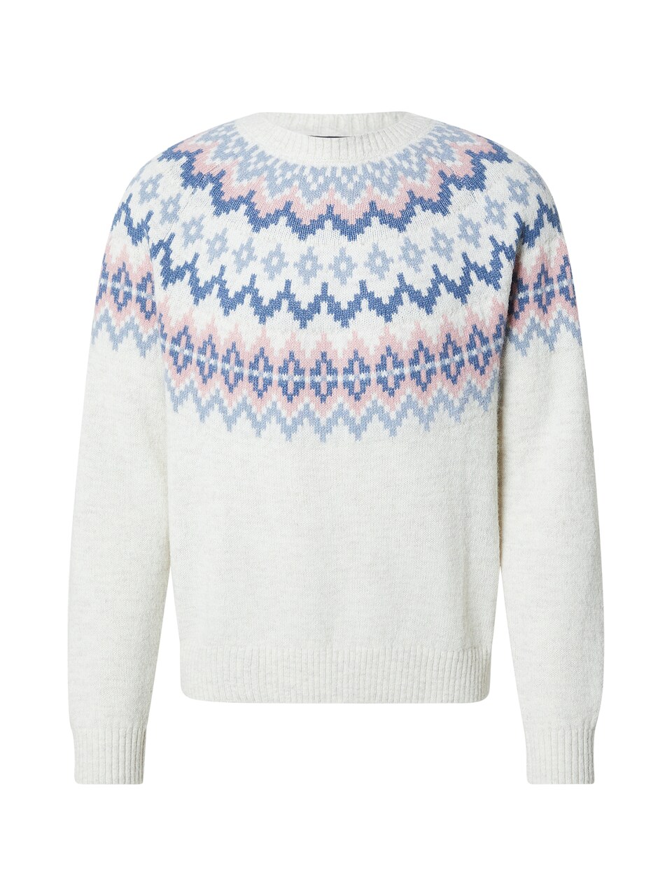 Tröja 'FAIR ISLE YOKE' opal / royalblå / rosé