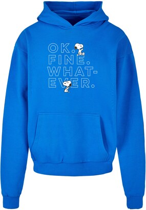 Merchcode Sweatshirt ‘Peanuts – Ok Fine Whatever’ Kobaltblauw / Zwart / Wit