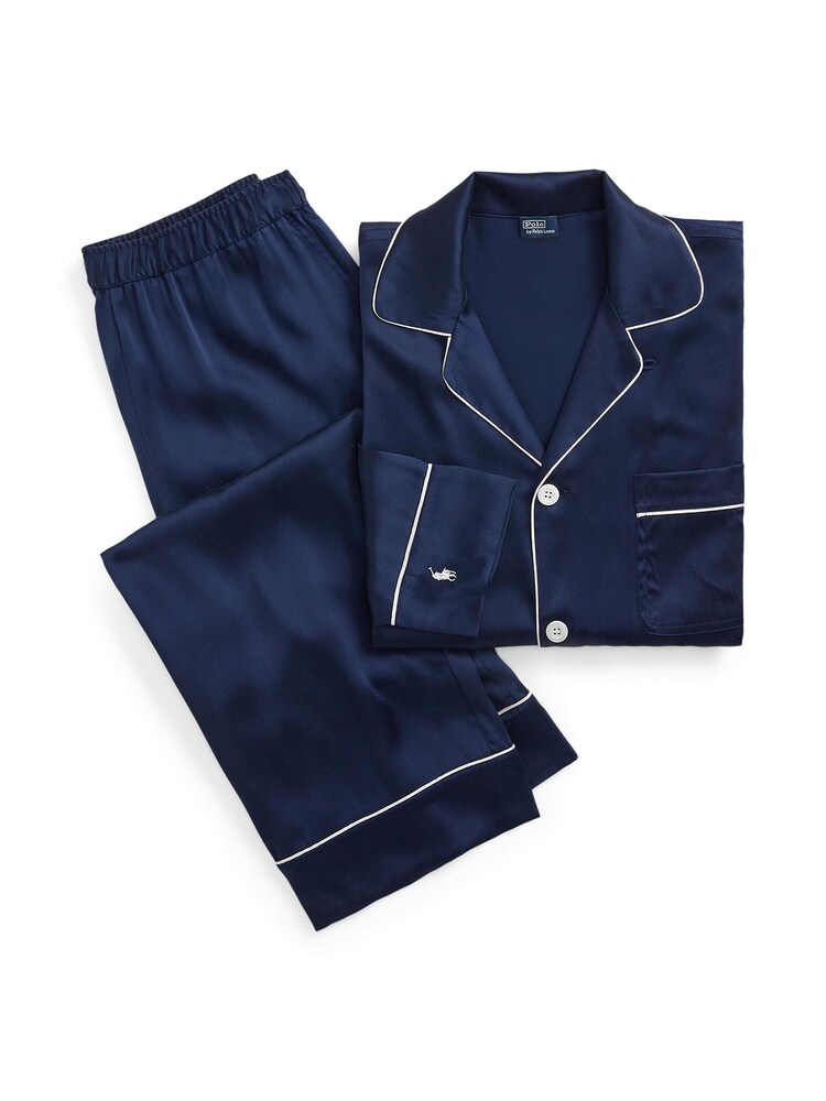 Polo Ralph Lauren Pyjama ' Heritage Silk ' Damen Größe S navy Winterkleid